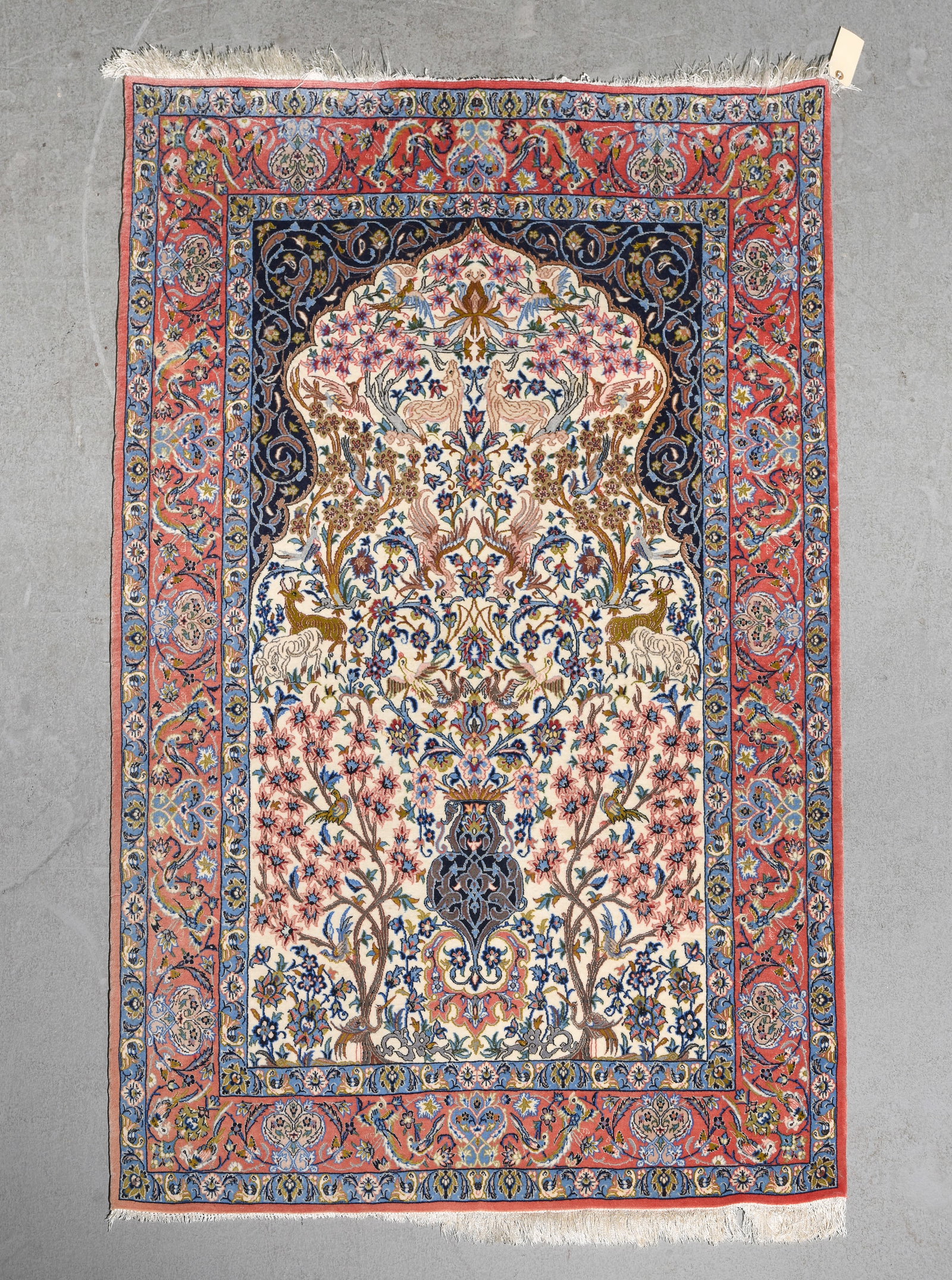 Persian Hand Knotted Isfahan Style Pictorial Rug #2: Persian Hand Knotted Isfahan Style "Tree of Life" Pictorial Rug - 3'7 x 5'5