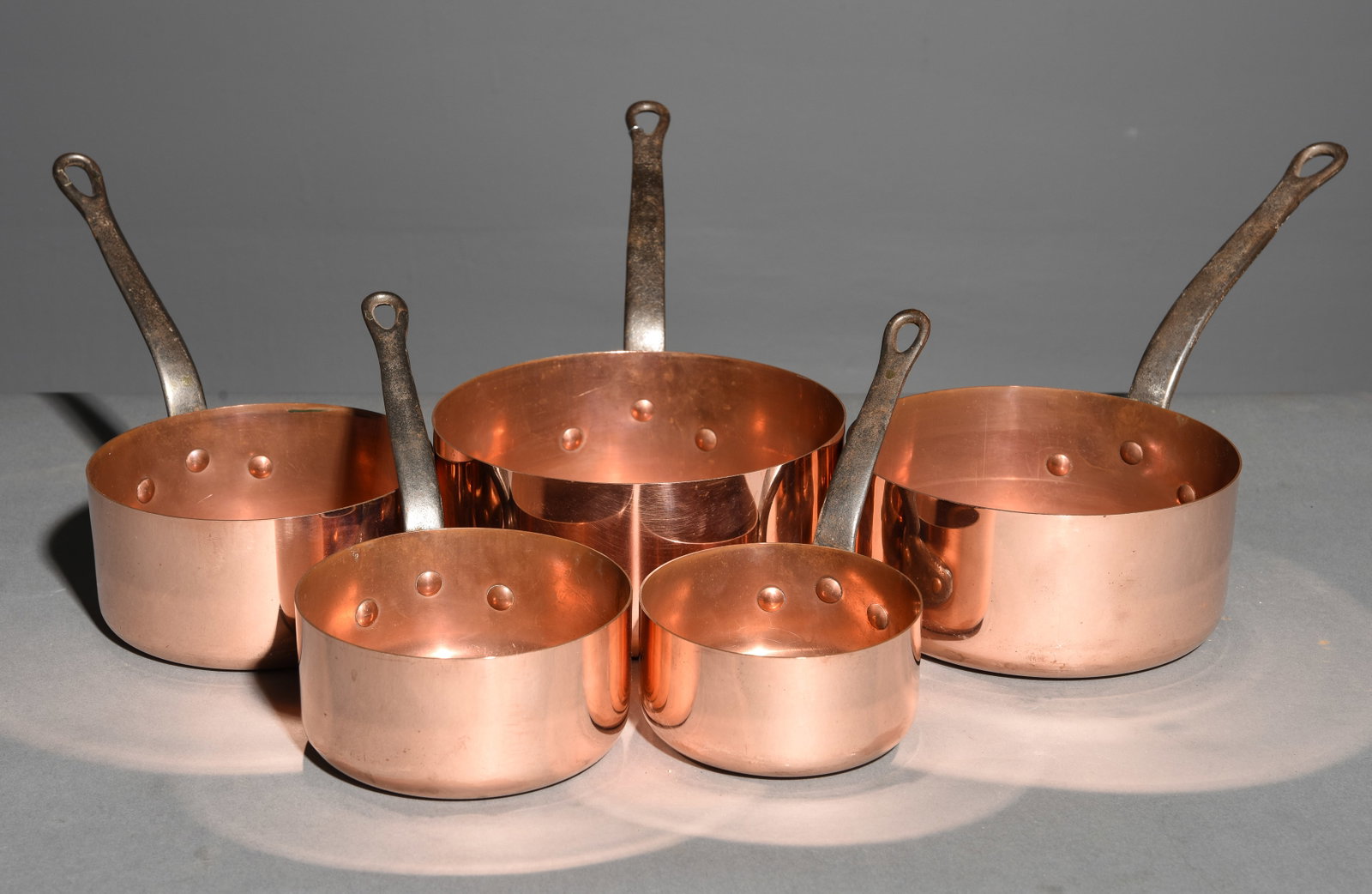 French Polished Copper Set of 5 Sauce Pans #1 (1 of 3)