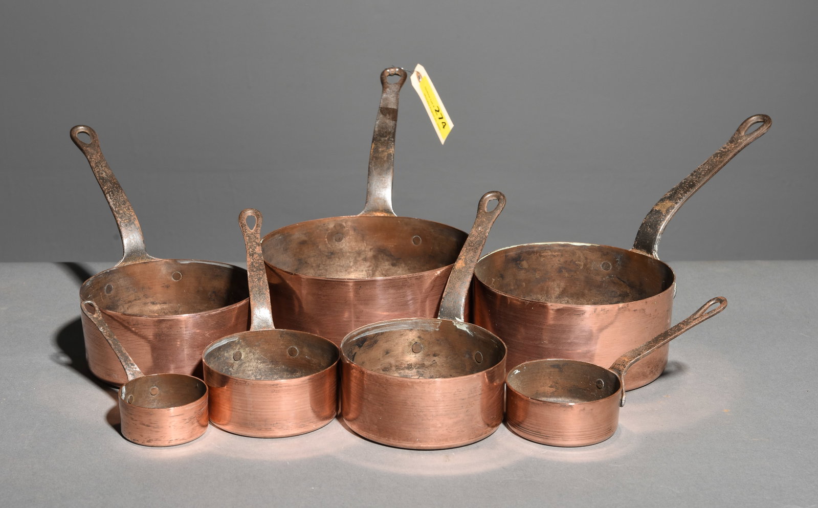 French Polished Copper Set of 7 Sauce Pans #1 (1 of 3)