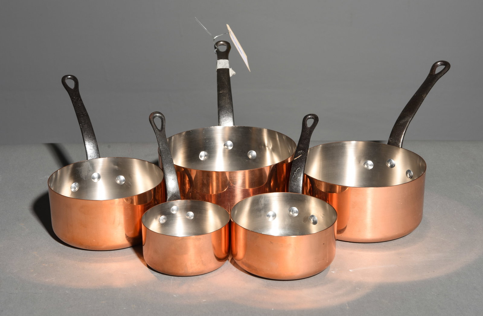 French Polished Copper Set of 5 Sauce Pans #3 (1 of 3)