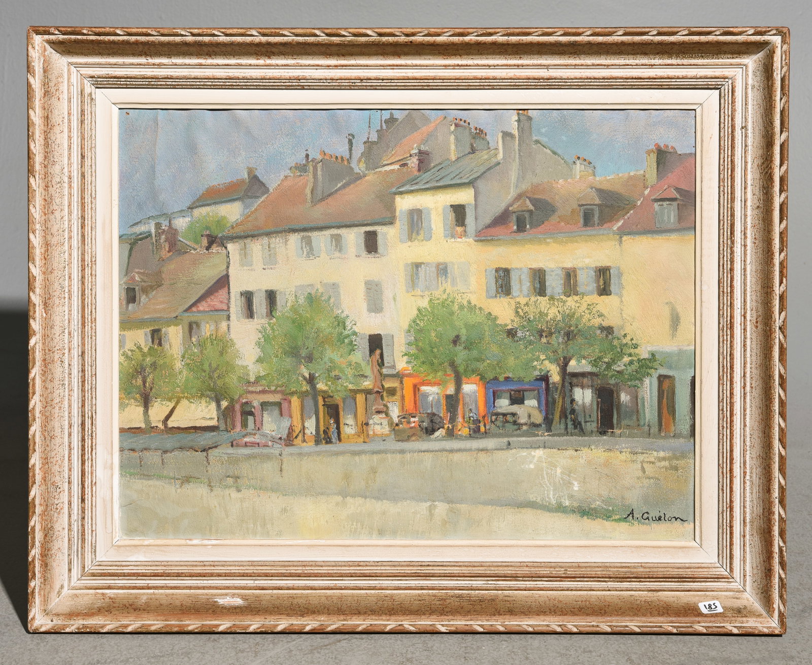 A. Gueton Impressionist Town / Cityscape Art: A. Gueton Impressionist Town / Cityscape Art - 24 in tall x 29.75 x 2