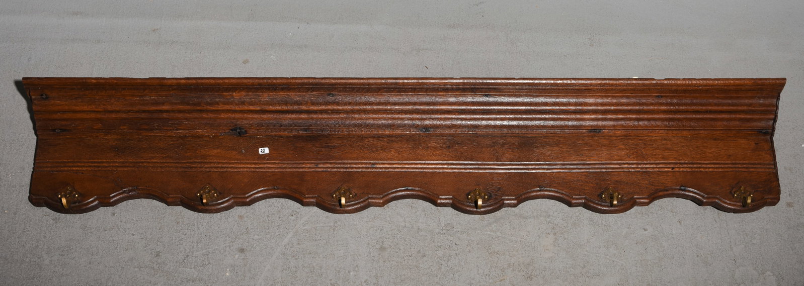 French Long Oak Wall Shelf with Hooks #1 (1 of 5)