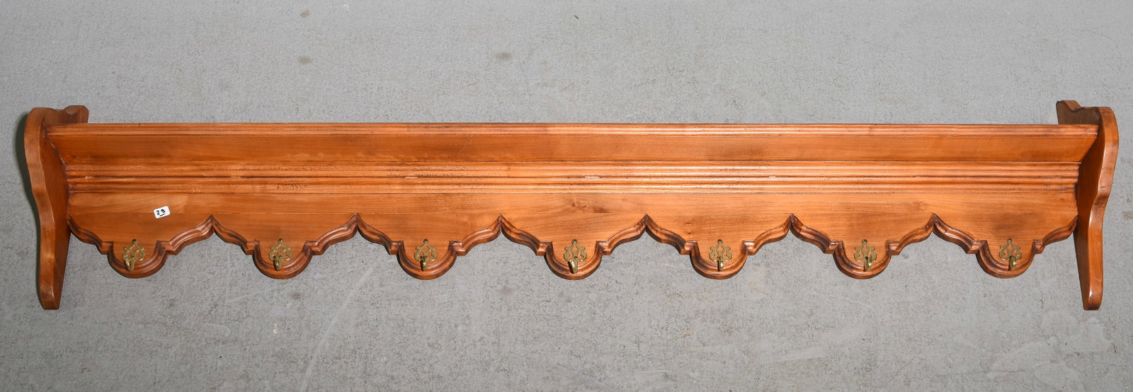 French Long Cherry Wall Shelf with Hooks (1 of 4)