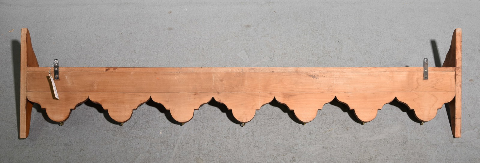 French Long Cherry Wall Shelf with Hooks - 4