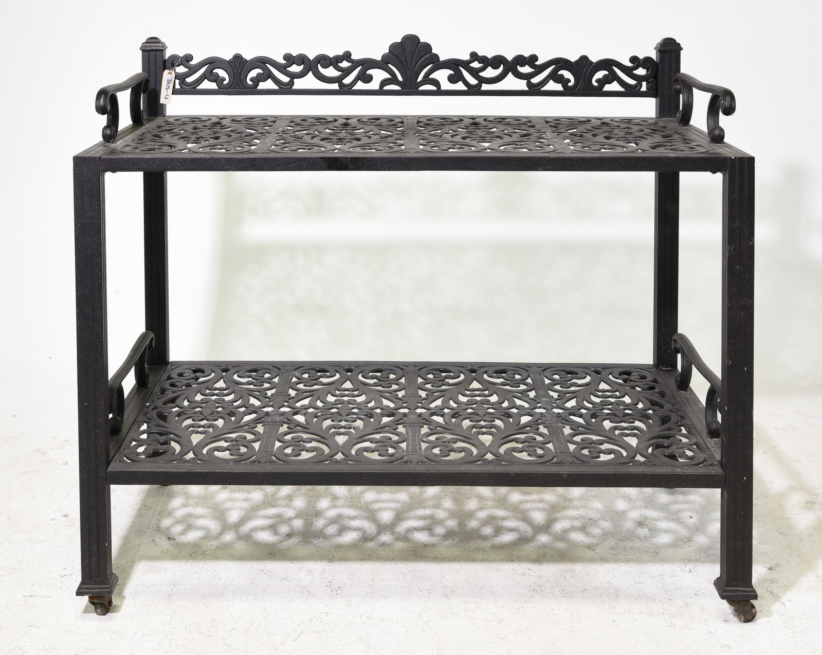 Modern Cast Aluminum Service / Garden Cart: Modern Cast Aluminum Service / Garden Cart - 43.5 in tall x 50.25 x 28