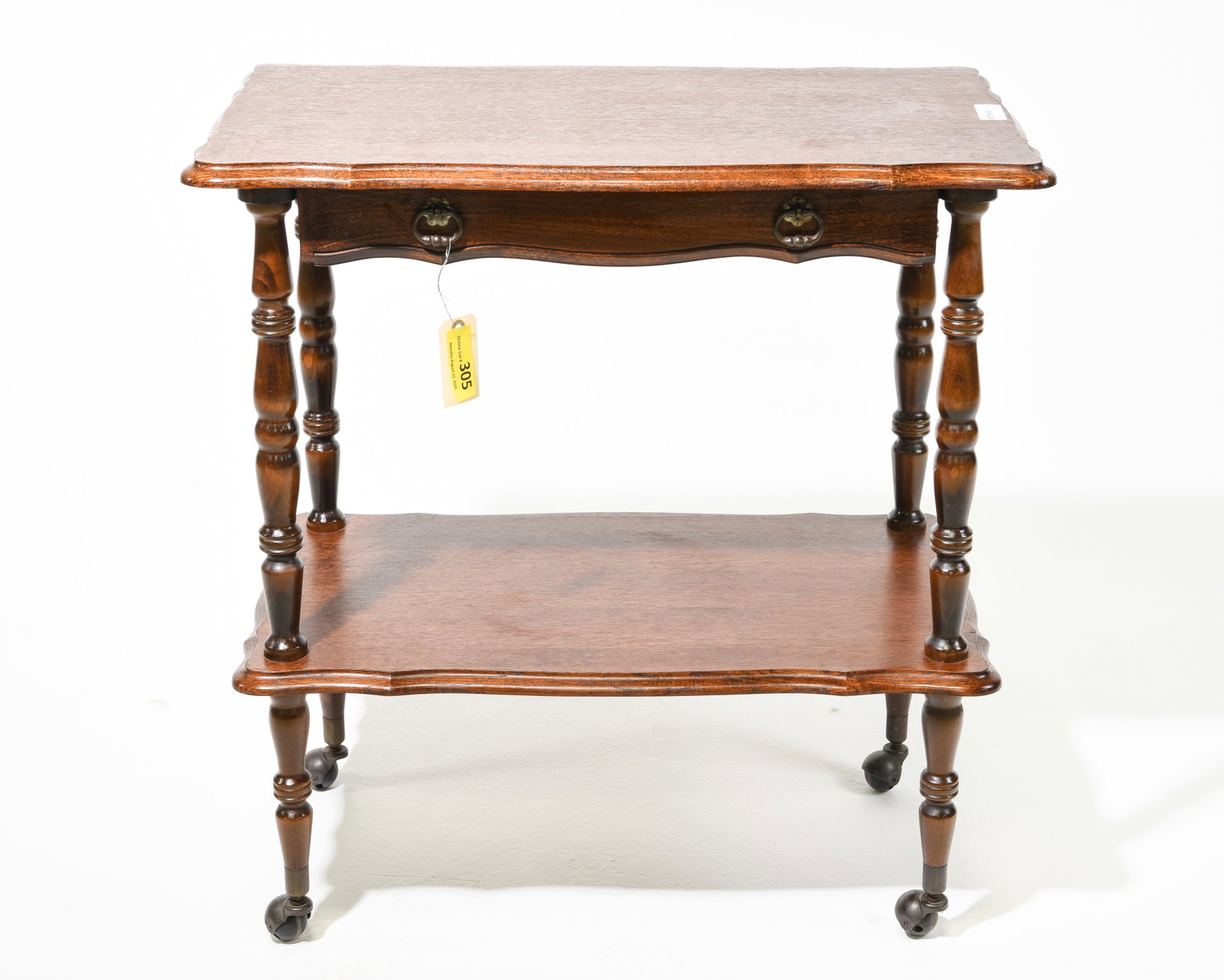 French Oak Two Tier Trolley / Cart with Drawer (1 of 5)