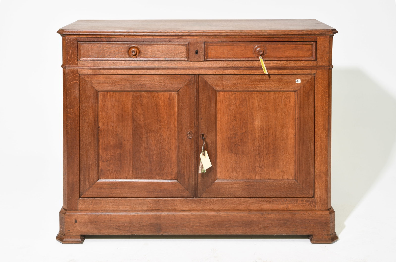 French Oak Two Drawer Two Door Buffet: French Oak Two Drawer Two Door Buffet / Sideboard - 39 in tall x 50 x 18.5