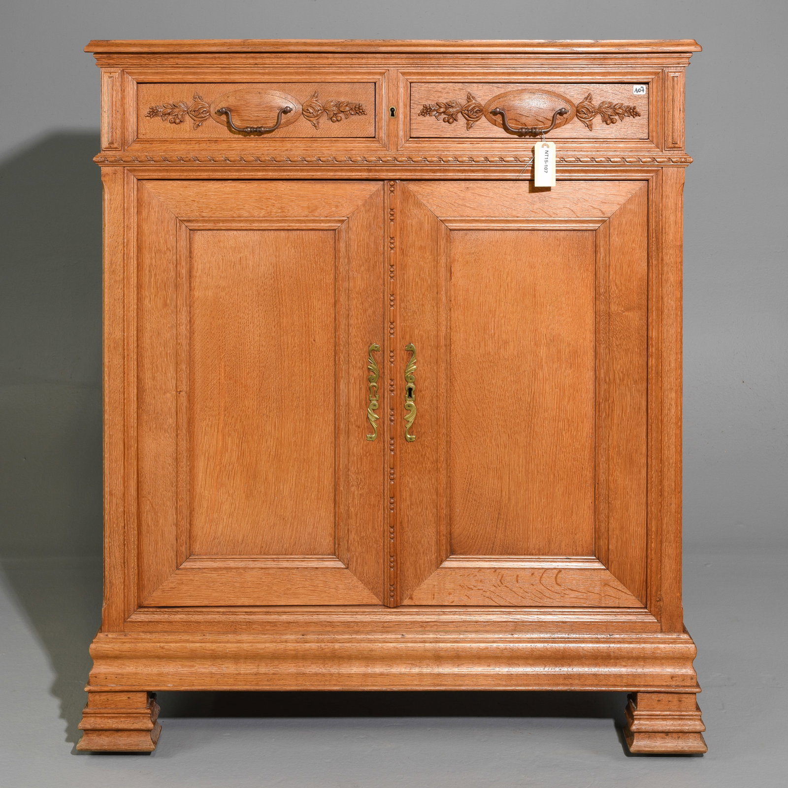 French Tall Oak Two Door Buffet / Cabinet: French Tall Oak Two Door Buffet / Cabinet - 51.25 in tall x 43.5 x 21