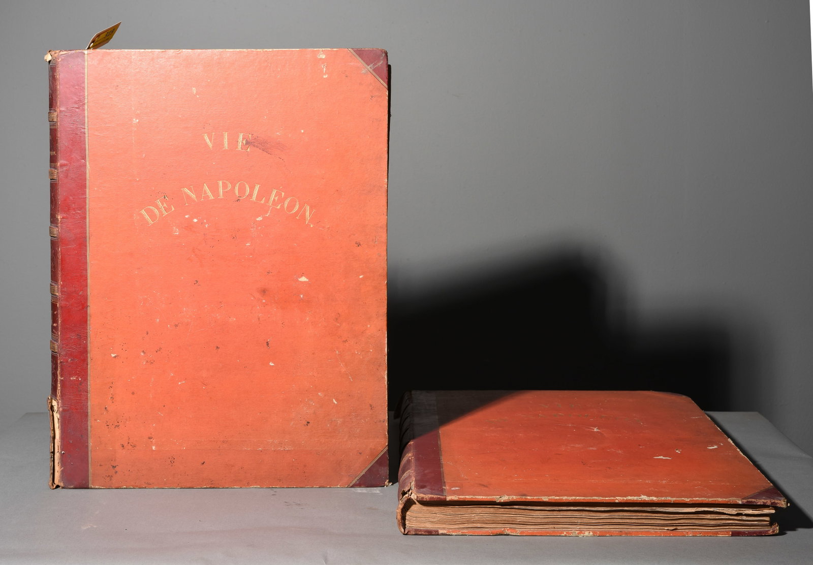 2 Large Leather Bound Books: 2 Large Leather Bound Books - 23.25 in tall x 18 x 2 each
