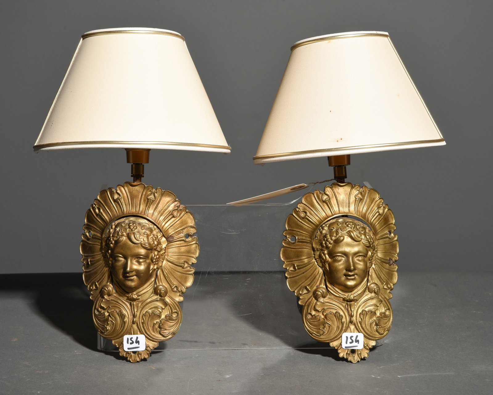 French Late 19th Century Gilded Bronze Pair of Sconces: French Late 19th Century Gilded Bronze Pair of Sconces - 13 in tall x 8 x 4 each