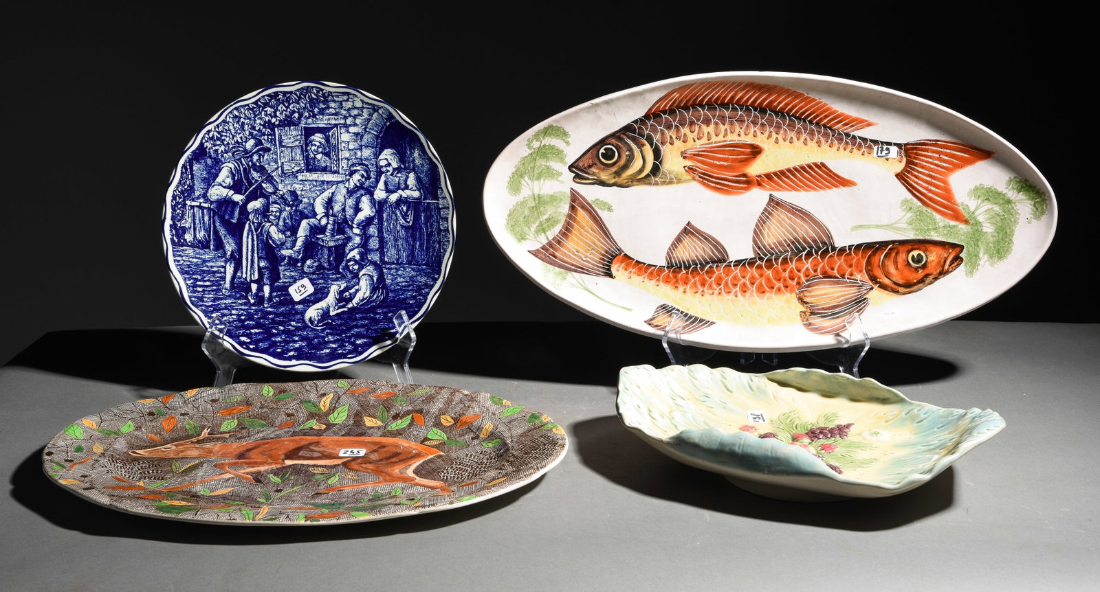 4pcs Assorted Platters / Plates: 4pcs Assorted Platters / Plates - Largest platter is 2 in tall x 21.5 x 11