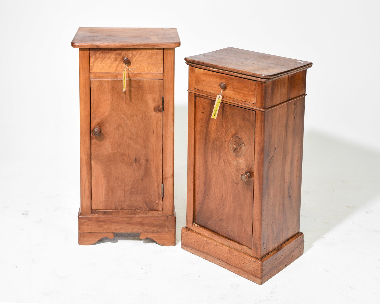 2 Louis Philippe Style French Nightstands: 2 Louis Philippe Style French Nightstands / Side Cabinets - 30.5 in tall x 16 x 12 and 28.5 in tall x 14.25 x 11.75