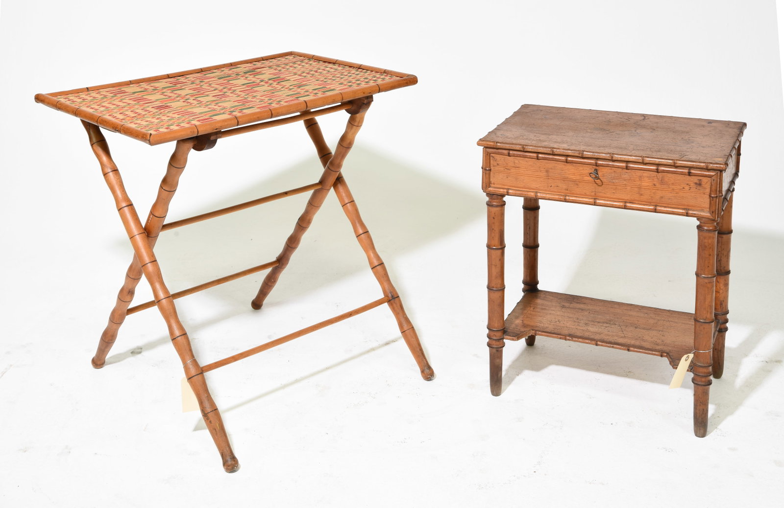 Faux Bamboo Folding Table and Lift Top Table: Faux Bamboo Folding Table and Lift Top Table - 27.5 in tall x 27.5 x 25 and 23.5 in tall x 20.25 x 13.5