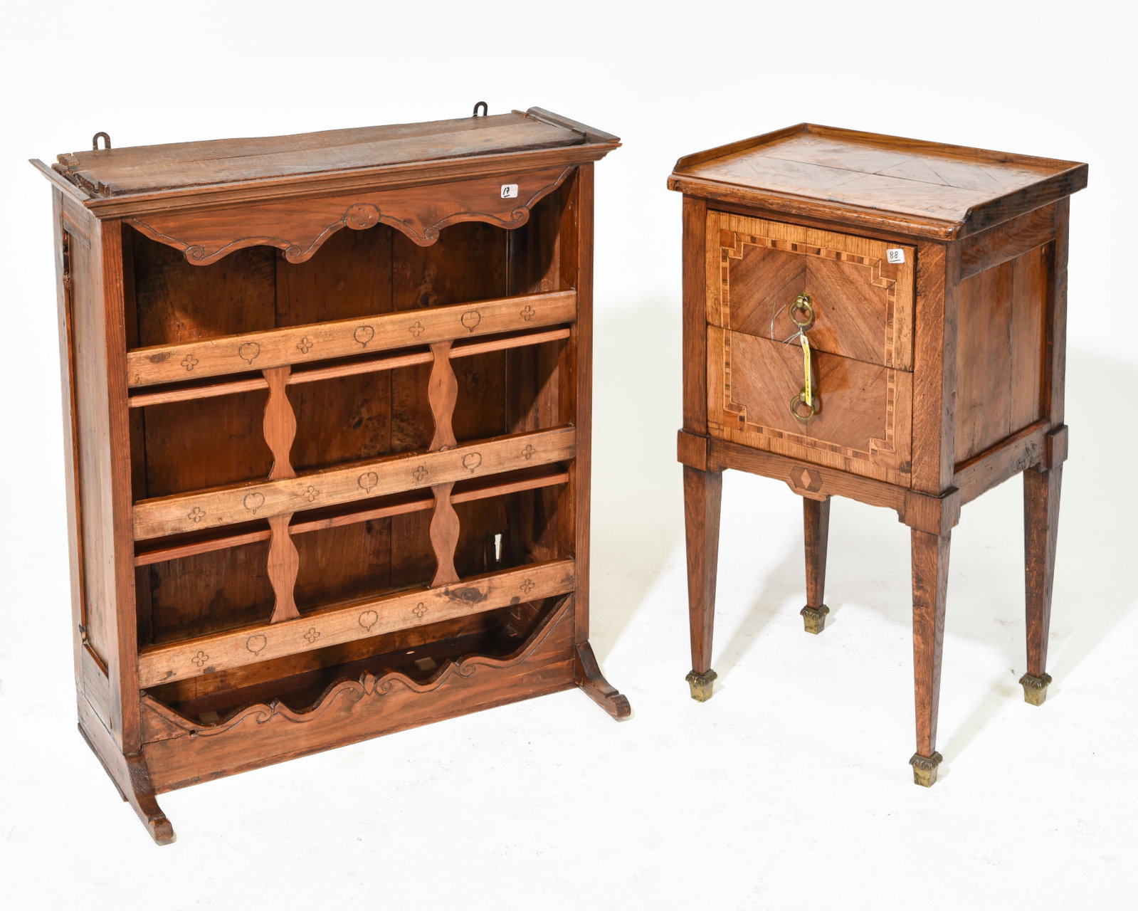 French 2 Drawer Nightstand & Wall Hanging Rack (1 of 5)