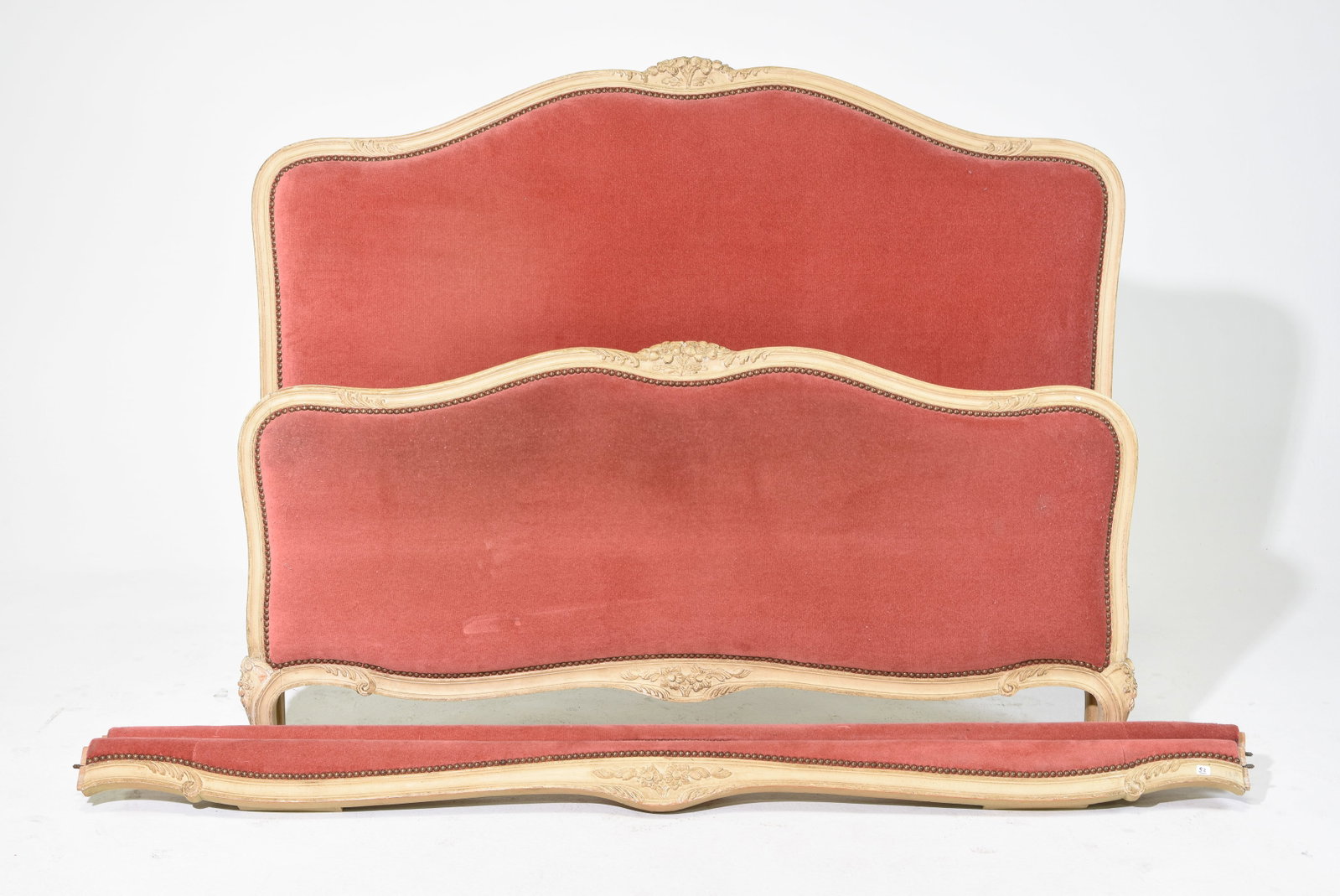 Louis XV Style Upholstered Painted Bed with Rails (1 of 4)
