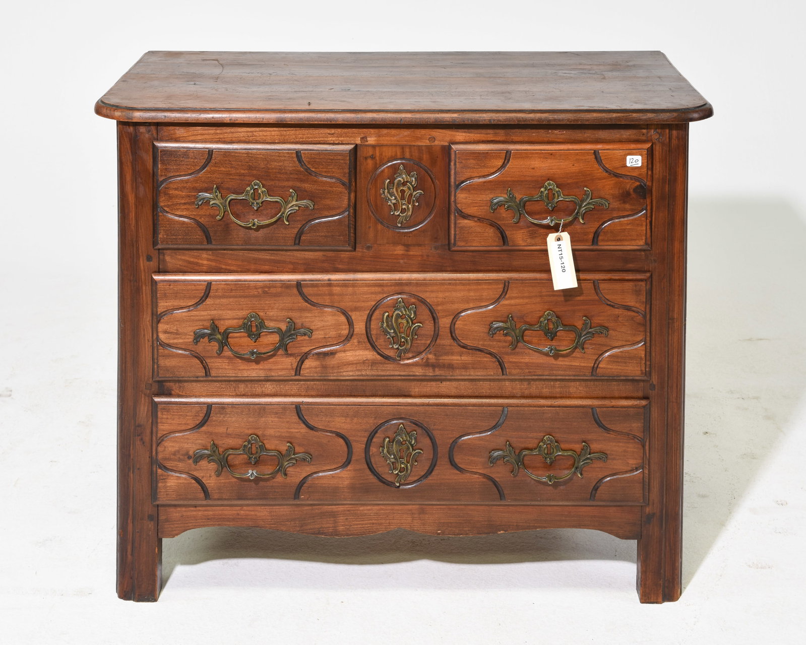 Louis XV Style Oak Four Drawer Chest: French Louis XV Style Oak Four Drawer Chest - 30 in tall x 38 x 19
