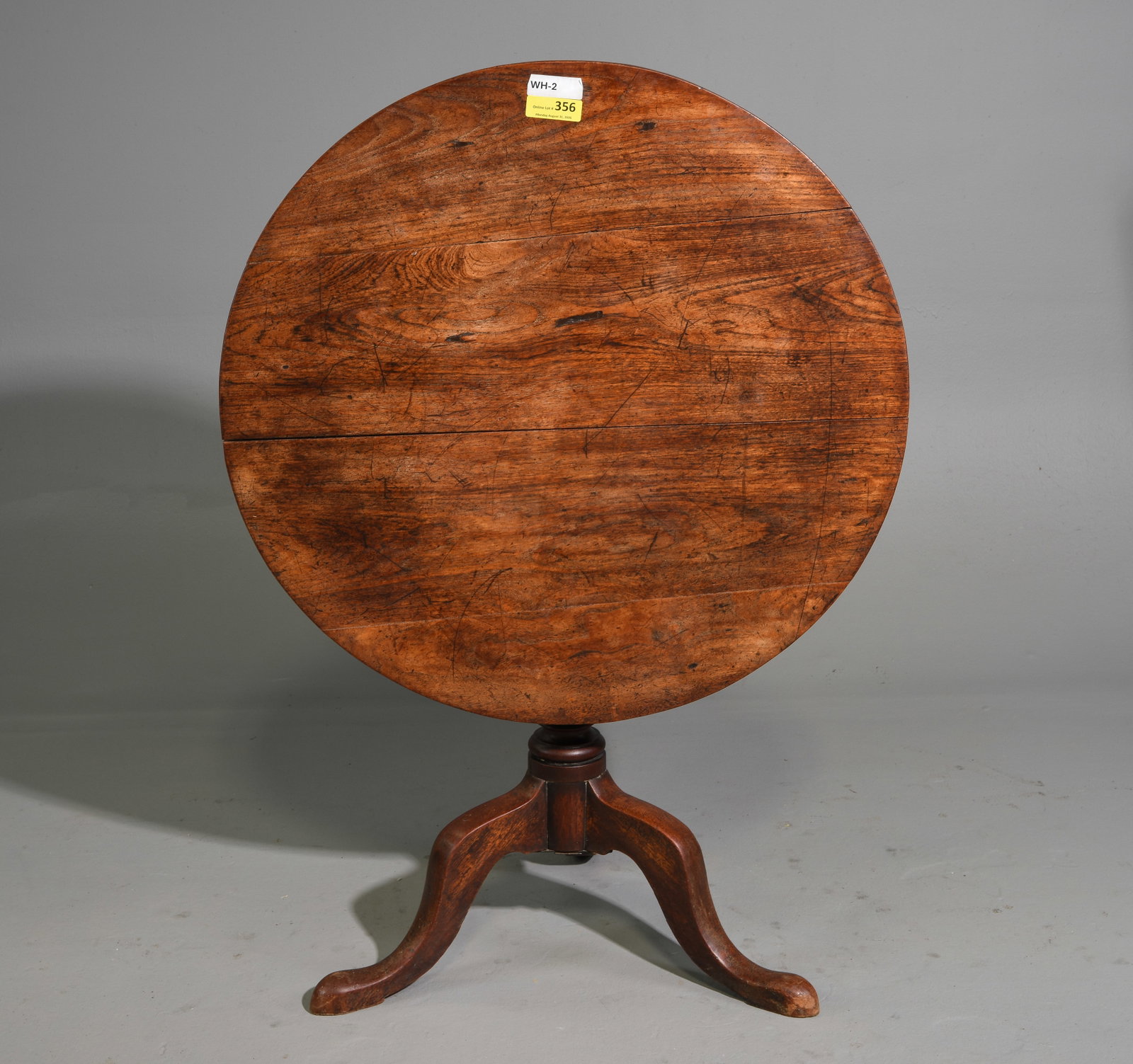 English Tilt Top Table: English Tilt Top Table - 48.5 in tall x 34.25 x 24 when tilted, as a table this is 29 in tall x 34.25 inch diameter, floor to un