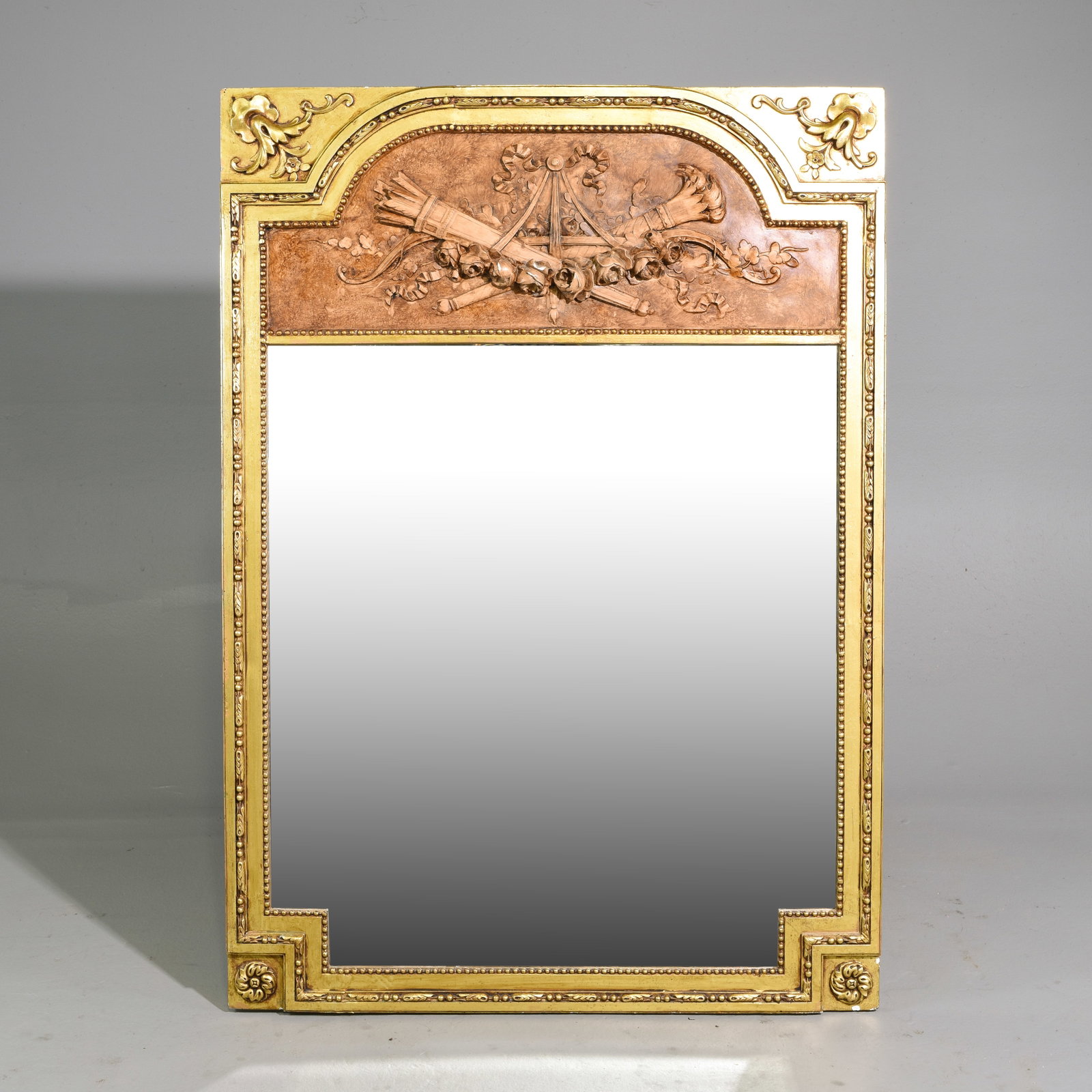 French Gold Framed Beveled Mirror: French Gold Framed Beveled Mirror - 52 in tall x 36.5 x 1.5