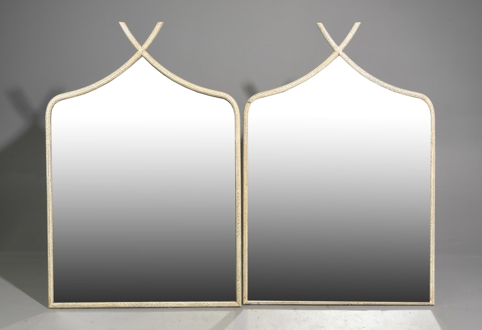2 Wood Textured Metal Framed Heavy Mirrors: 2 Wood Textured Metal Framed Heavy Mirrors - 48.5 in tall x 30 x 1.25 each