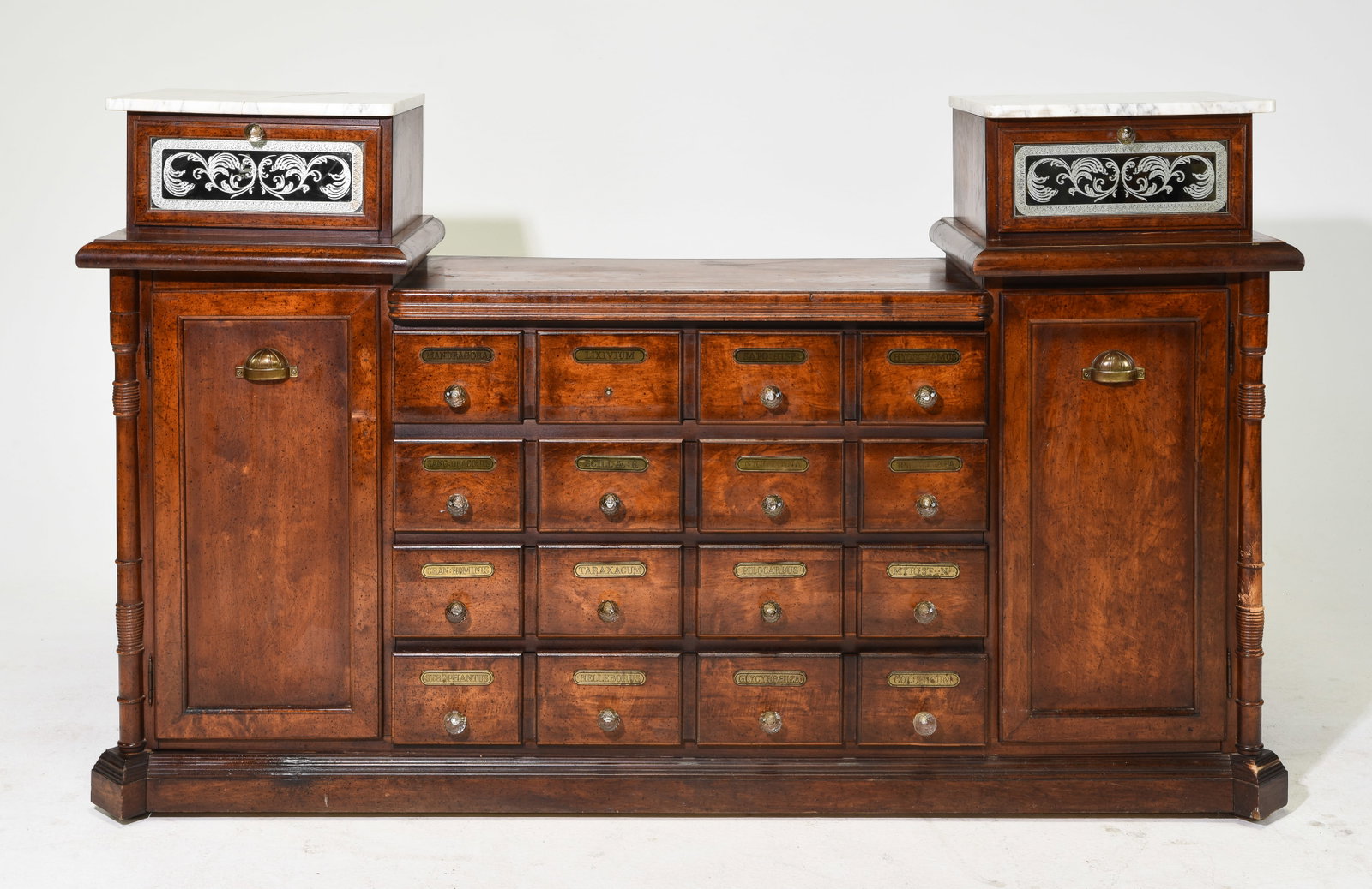 Pulaski Furniture Apothecary Style Dresser: Pulaski Furniture Apothecary Style Dresser / Server - 43.75 in tall x 72.5 x 20.5, Floor to the top of the center is 32 inches tall