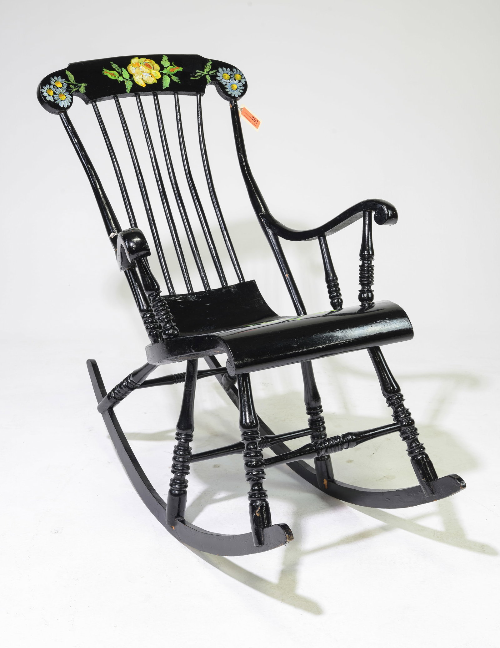 Swedish Hand Painted Rocking Chair: Swedish Hand Painted Rocking Chair - 42 in tall x 27.5 x 46 with a seat height of 22 inches