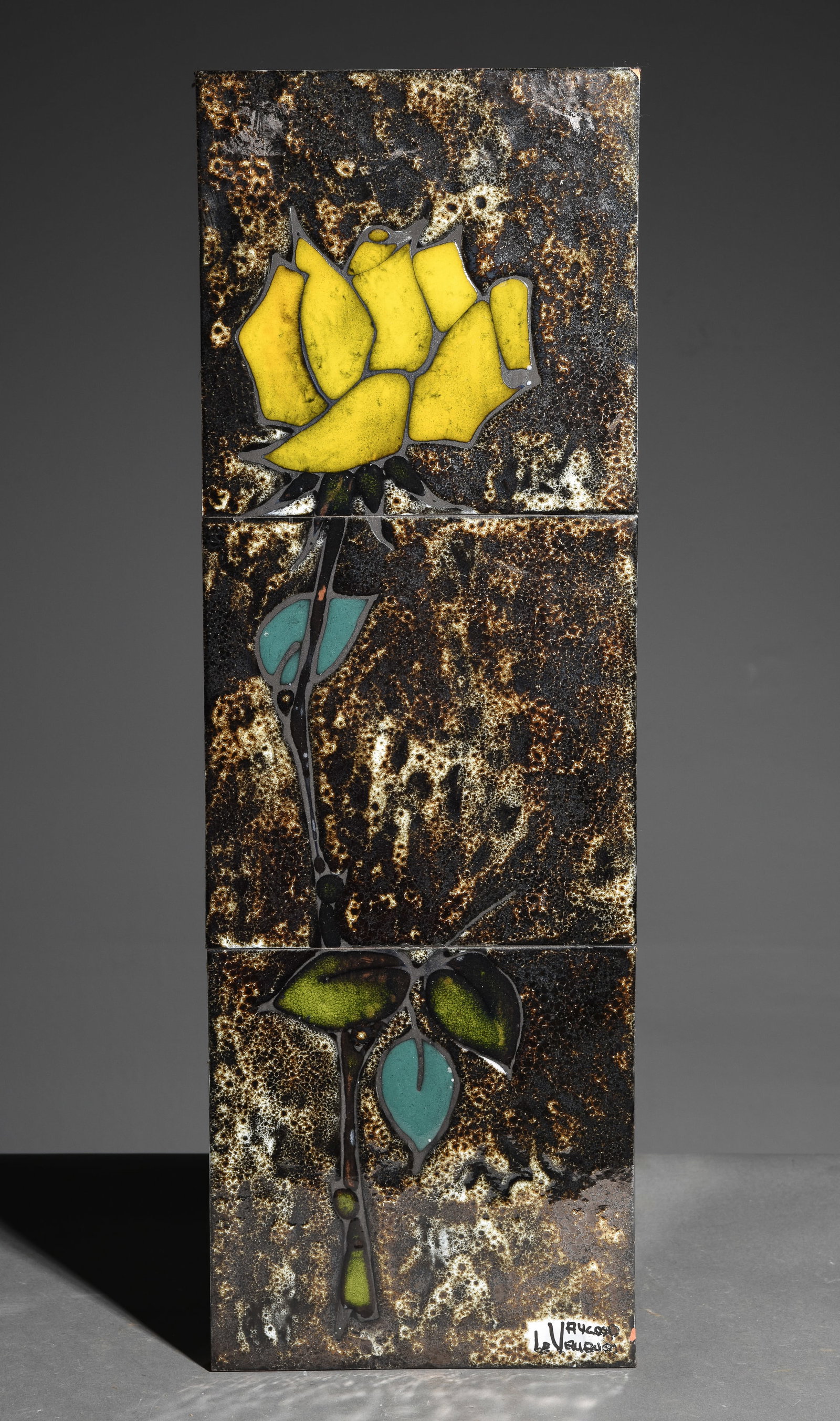 Mid Century Modern Tile Wall Art - Signed: Danish Modern Style Tile Wall Art - Signed - 23.75 in tall x 8 x .5