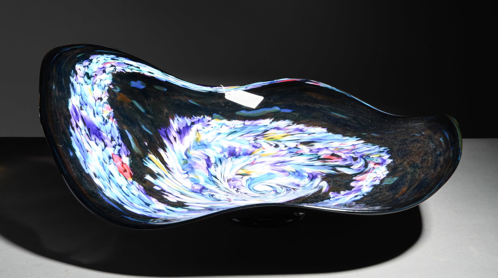 Handblown Art Glass Platter / Bowl Artist Signed: Handblown Art Glass Platter / Bowl Artist Signed - 8.75 in tall x 27 x 22