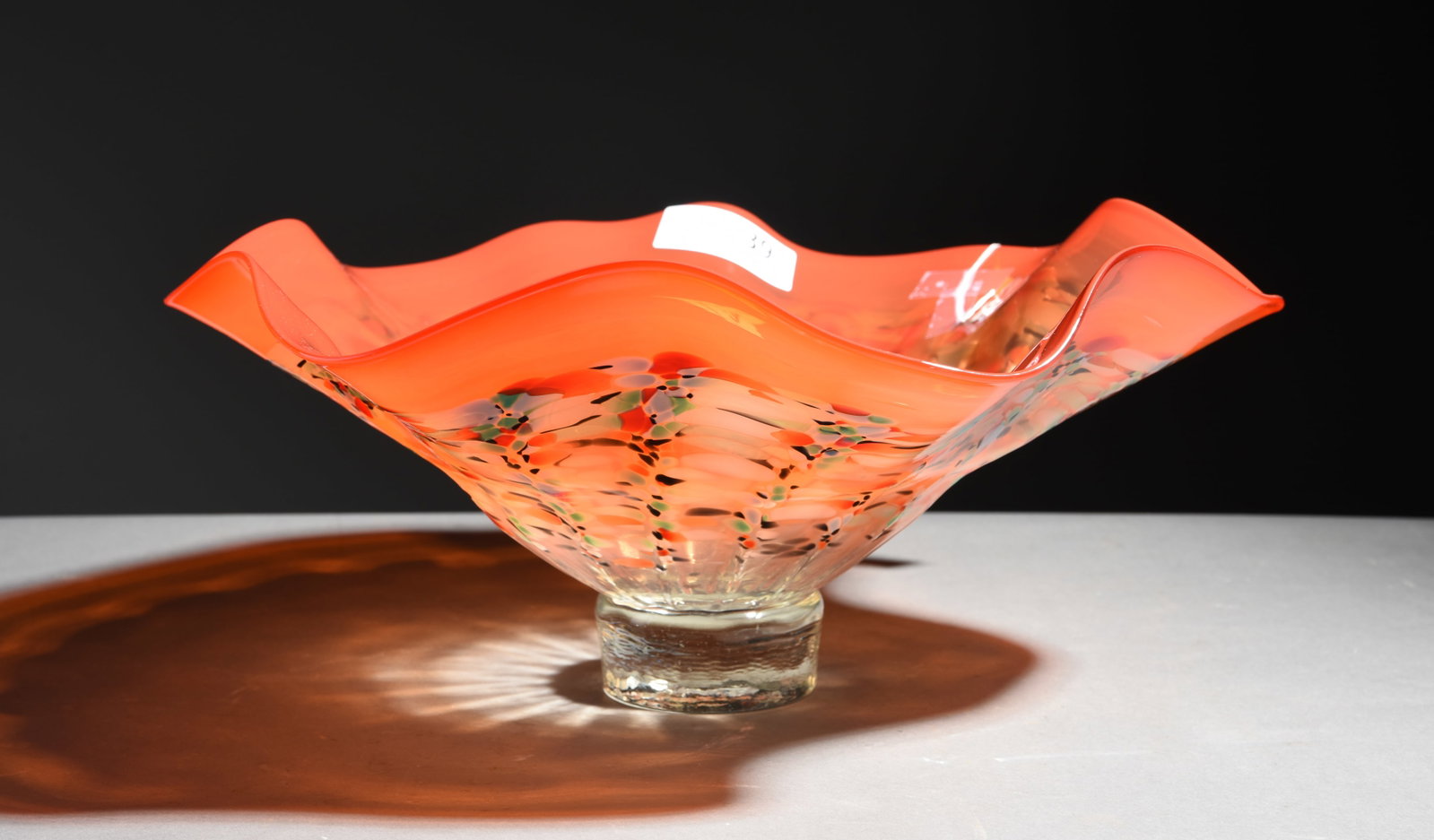 Handblown Art Glass Centerpiece Bowl - Signed: Handblown Art Glass Centerpiece Bowl - Signed - 6.75 in tall x 16 in diameter