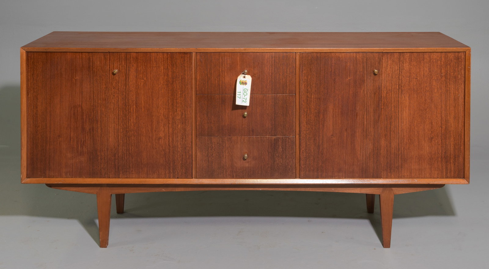 Mid Century Modern Bi-Fold Door Sideboard - Vanson: Danish Modern Style Sideboard / Credenza with Bi-Fold Doors by Vanson - 32 in tall x 70 x 18