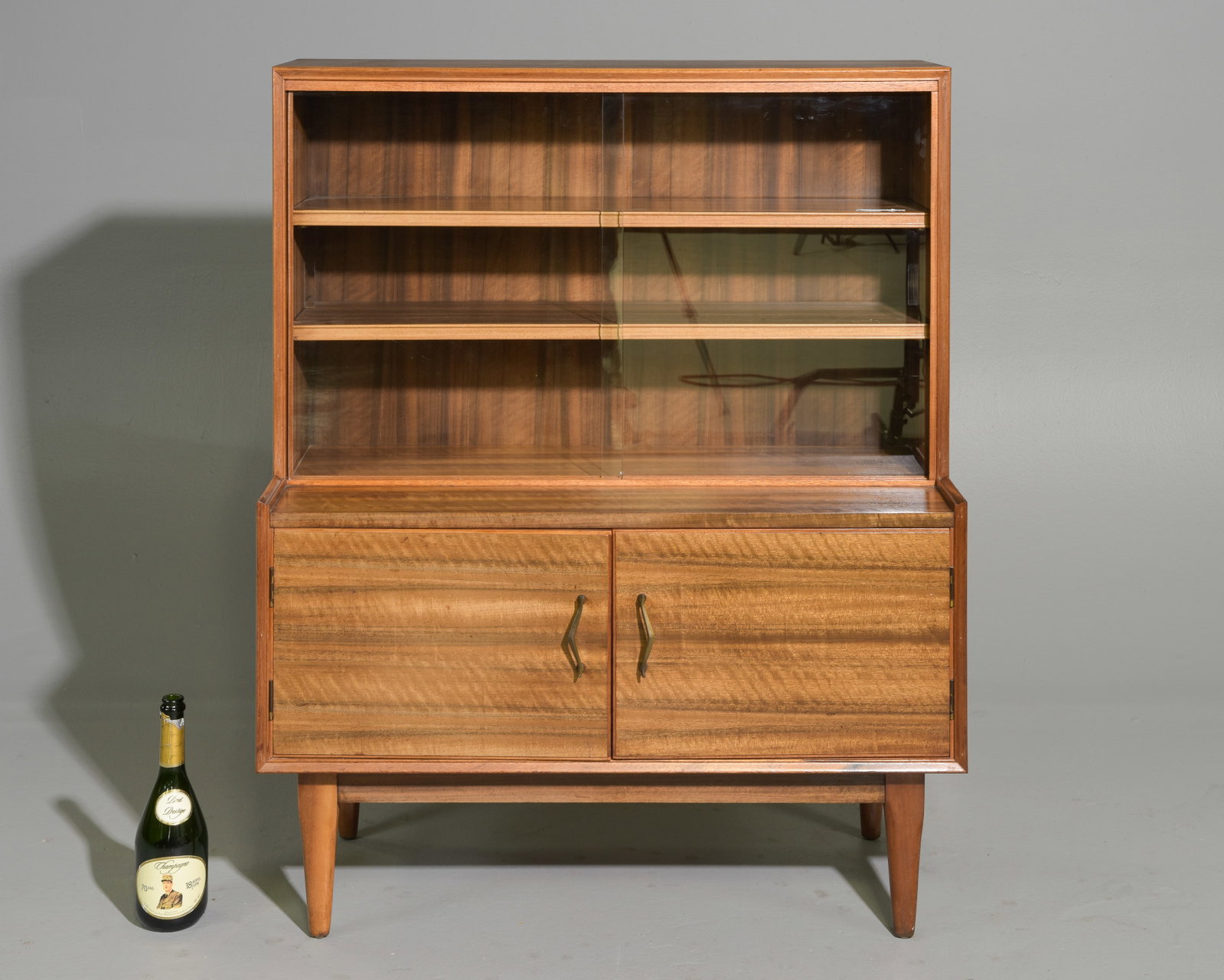 Mid Century Modern Sliding Glass Door Cabinet: Danish Modern Style Sliding Glass Door Bookcase / Cabinet - 45 in tall x 36 x 15.5