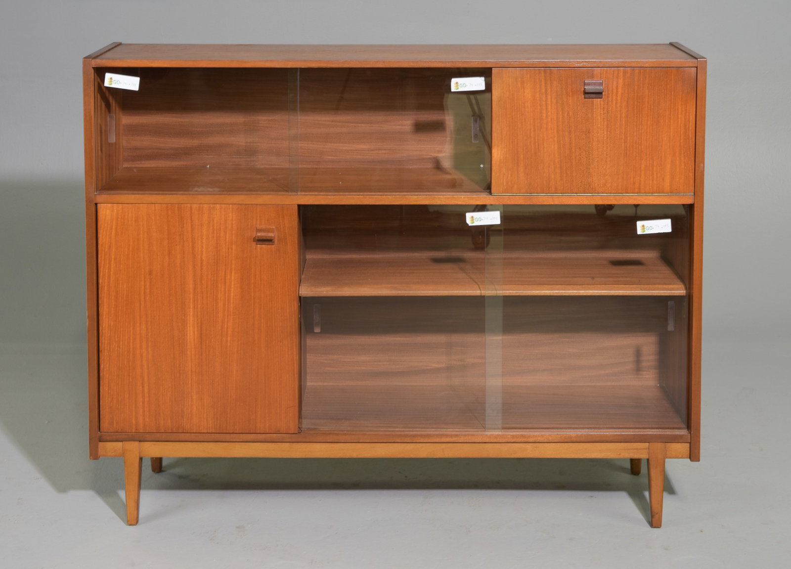 Mid Century Modern Bookcase by Nathan: Danish Modern Style Bookcase / Cocktail Cabinet by Nathan - 37.5 in tall x 48 x 11