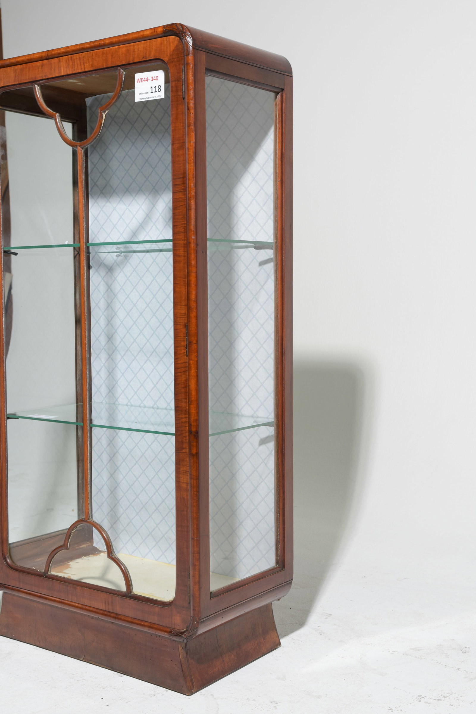 Art Deco Walnut Single Door Vitrine Cabinet - 6