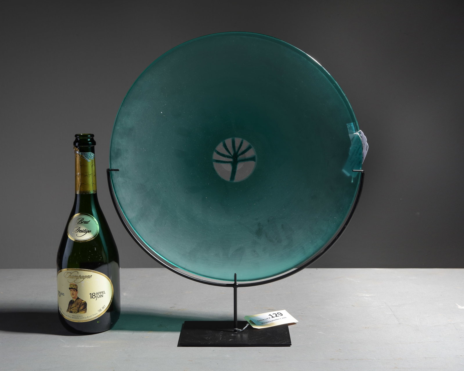 Laura de Santillana "Primavera" Charger on Stand: Laura de Santillana "Primavera" Charger on Stand c.1995 - 17.75 in tall x 14.75 x 4 including the stand