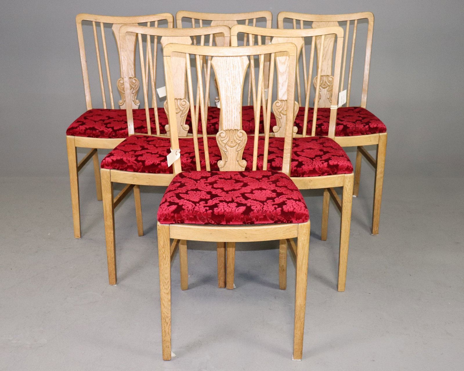 Danish Oak Set of 6 Dining Chairs: Danish Oak Set of 6 Dining Chairs - 34.25 in tall x 17 x 17, seat height is 18 in