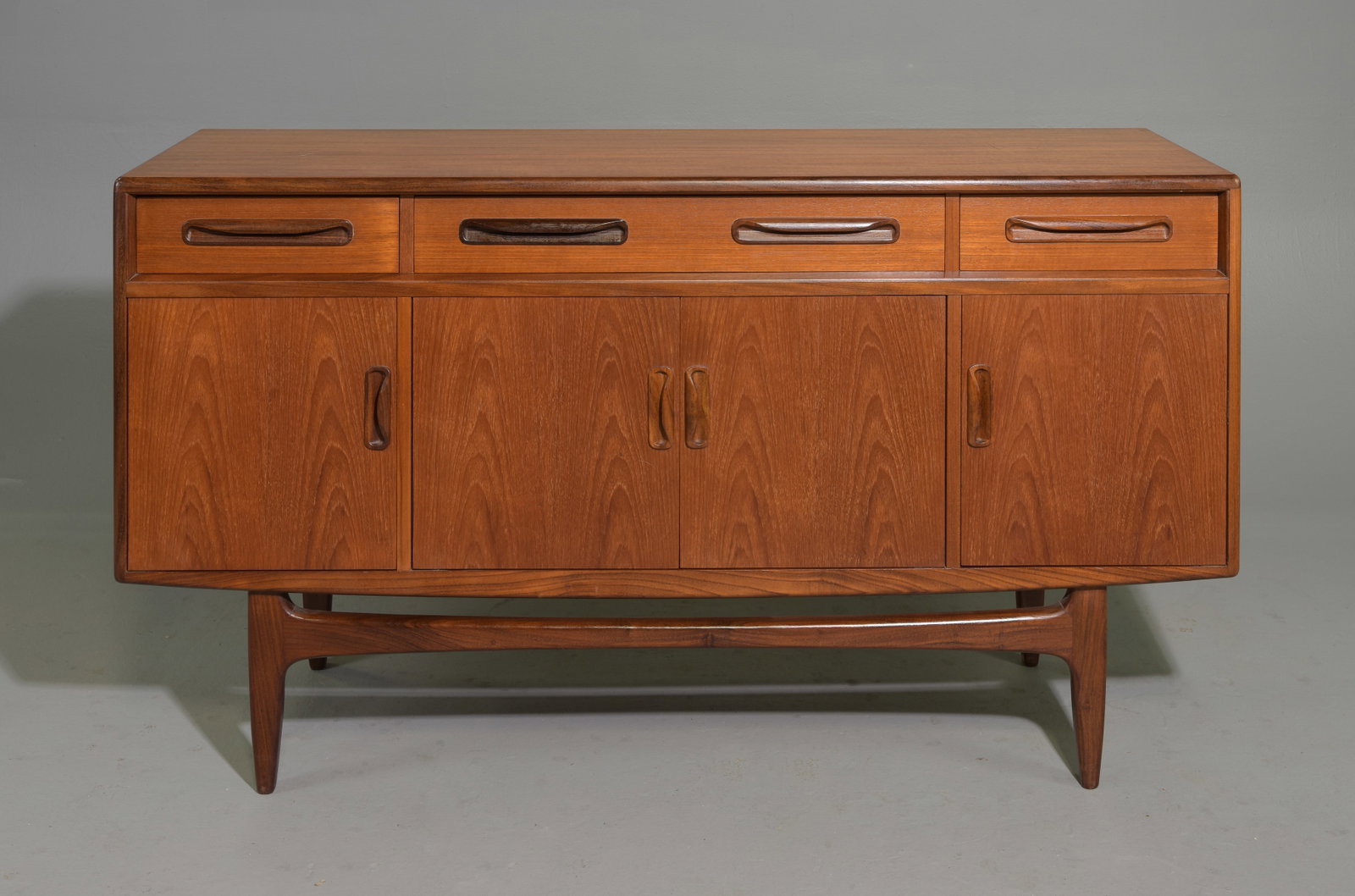 Mid Century Small "Fresco" Sideboard - G-Plan: This Danish Modern Style Teak Credenza is made by Mid Century Modern Furniture Maker G Plan ( Gplan ) & is part of their "Fresco" Range. - 33.25 in tall x 60 x 18.25