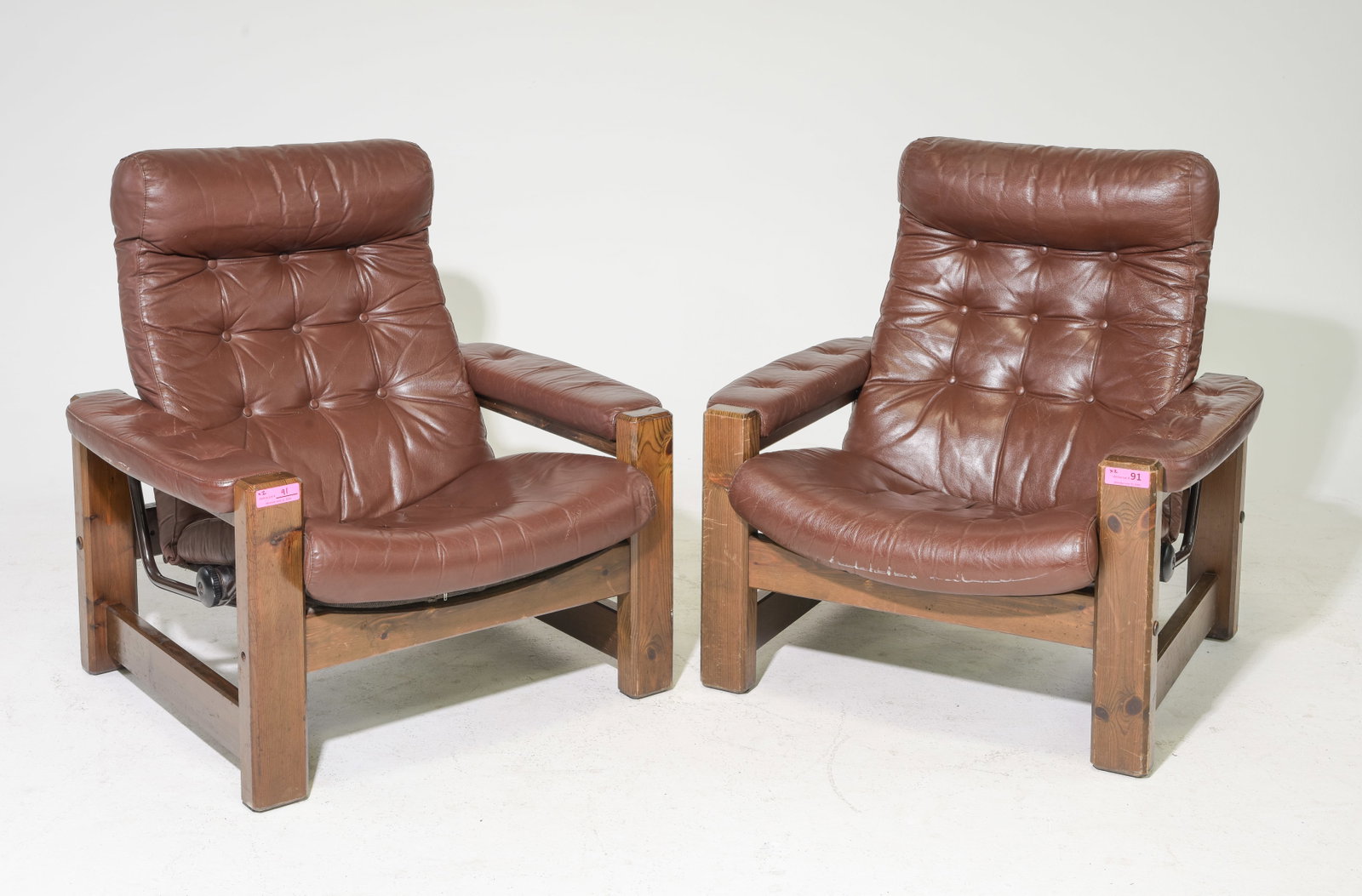 Two Mid Century Modern "Stressless" Leather Arm Chairs (1 of 6)