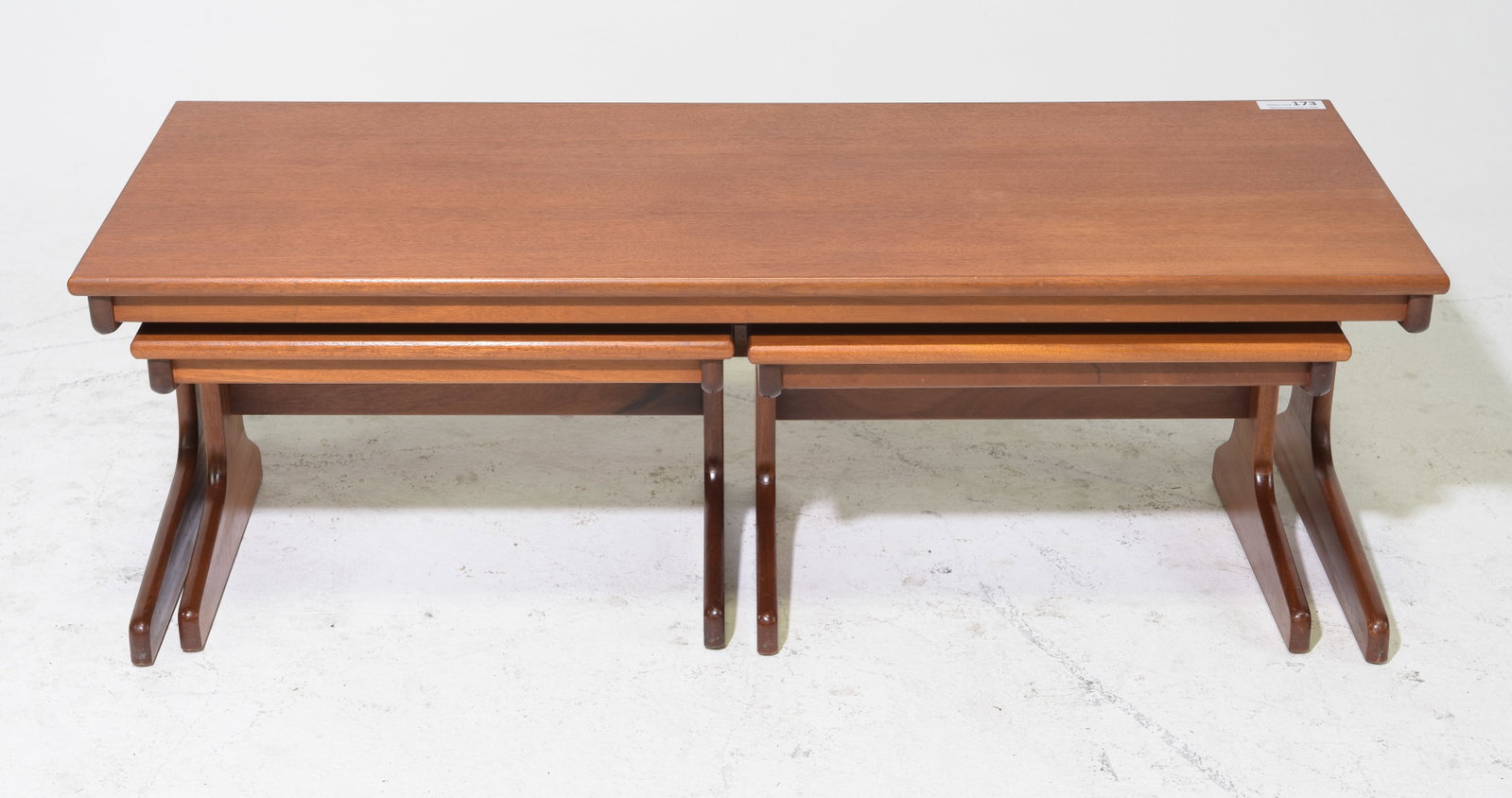 Mid Century Modern Nesting Coffee Table: Danish Modern Style Nesting Cocktail / Coffee Table - 16 in tall x 47.25 x 19, The small ones are 13 in tall x 21 x 15.25 each