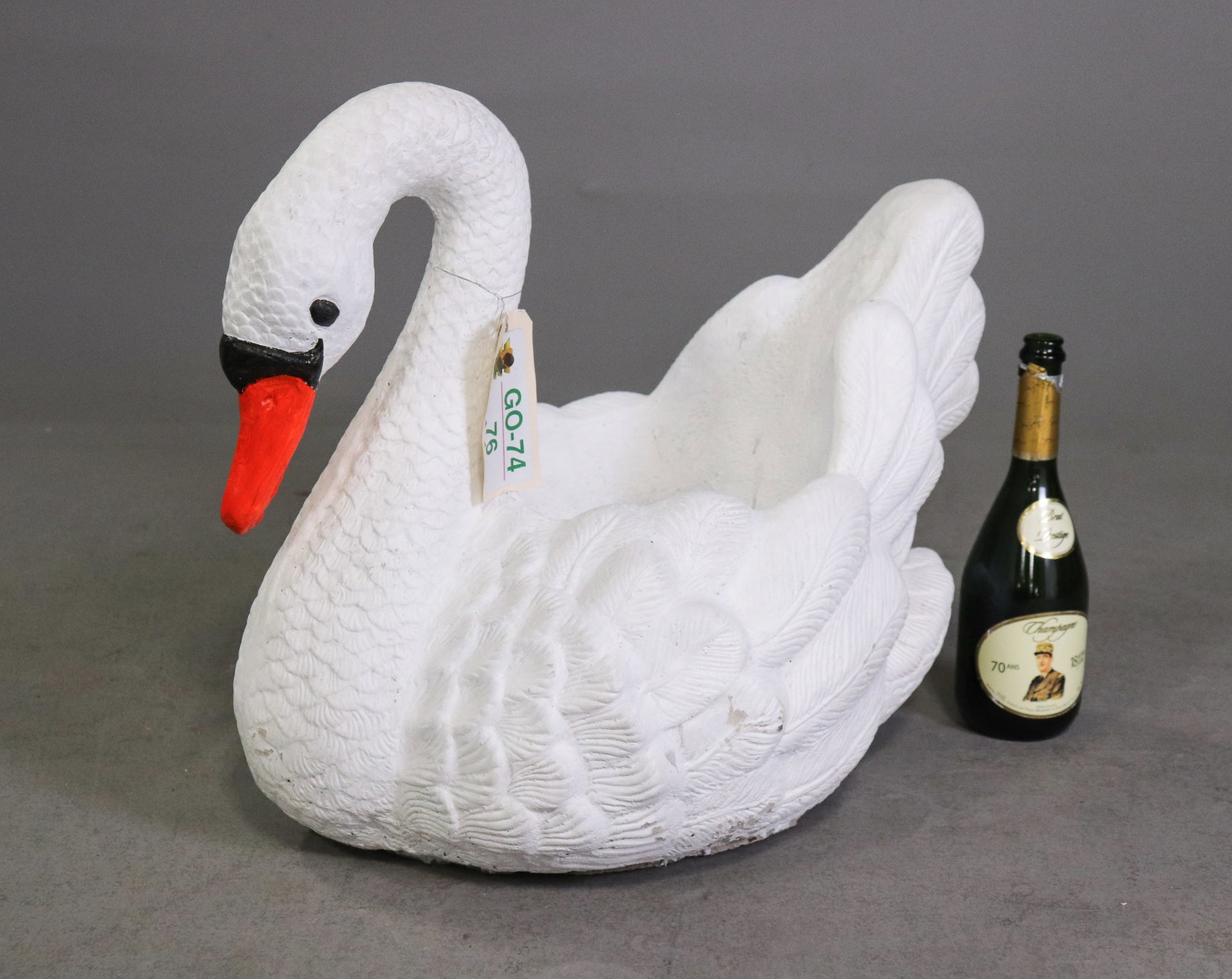 White Painted Stone Swan Planter #1 (1 of 4)