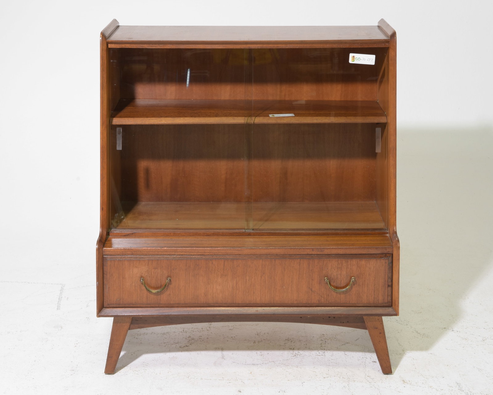 Mid Century Modern Sliding Glass Door Bookcase: Danish Modern Style Sliding Glass Door Bookcase / Cabinet - 35 in tall x 30 x 15.5