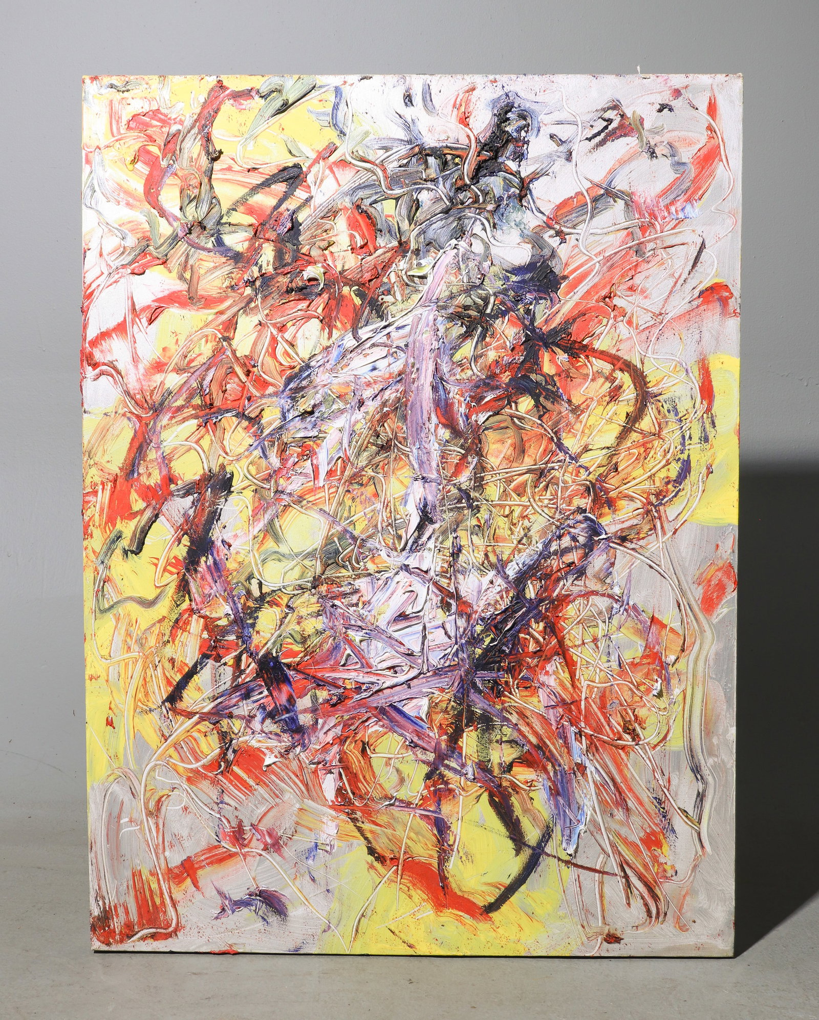 Abstract Unframed Acrylic on Canvas - "Sunny Germany": Abstract Unframed Acrylic on Canvas - "Sunny Germany" - 32 in tall x 24 x 1.5