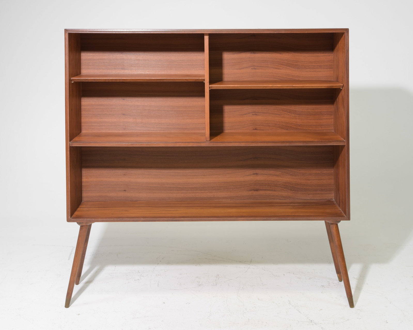 Mid Century Modern Open Bookshelf / Cabinet: Danish Modern Style Open Bookshelf / Cabinet - 47.5 in tall x 48 x 11