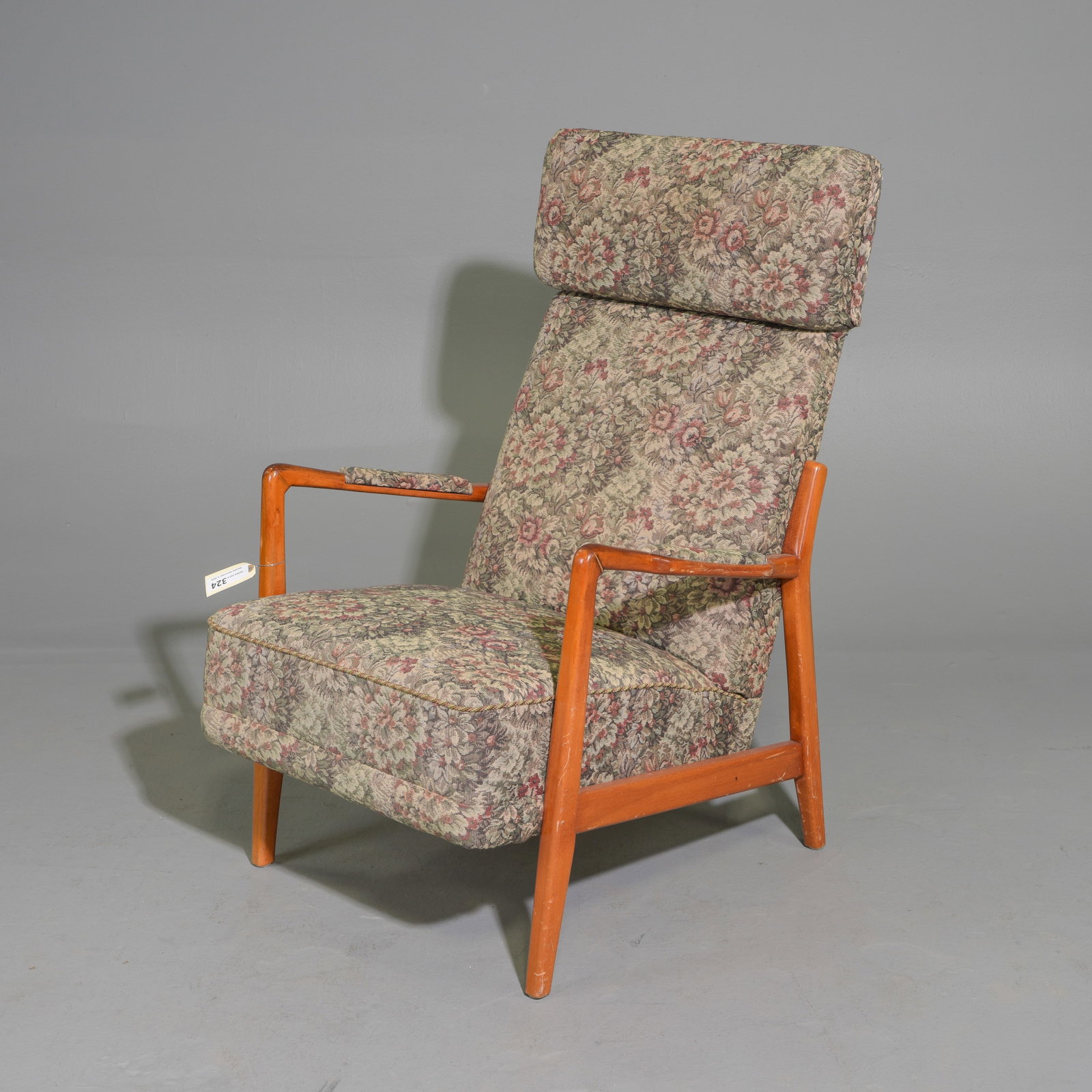 Swedish Floral Upholstered Arm Chair: Swedish Floral Upholstered Arm Chair - 40 in tall x 26 x 27 with a seat height of 18 inches