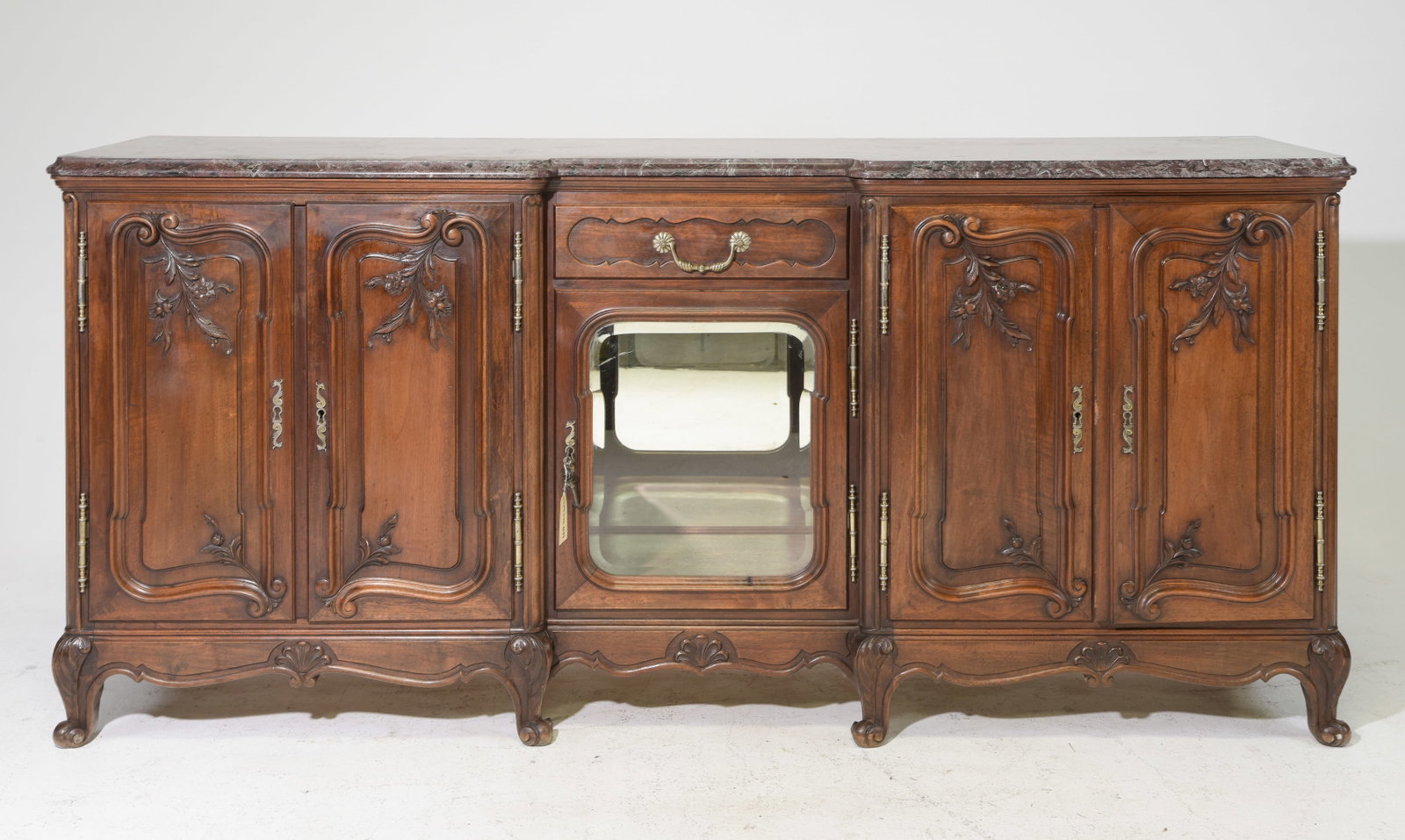 Louis XV Style Marble Top Walnut Sideboard (1 of 10)