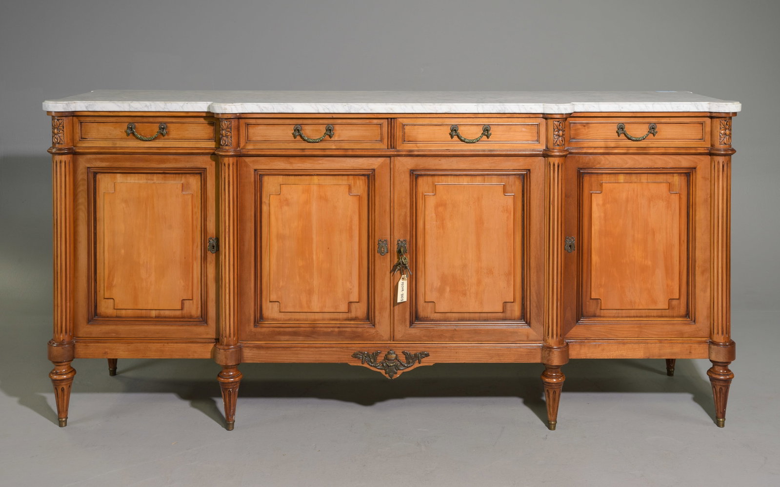 Louis XVI Style White Marble Top Cherry Sideboard (1 of 7)