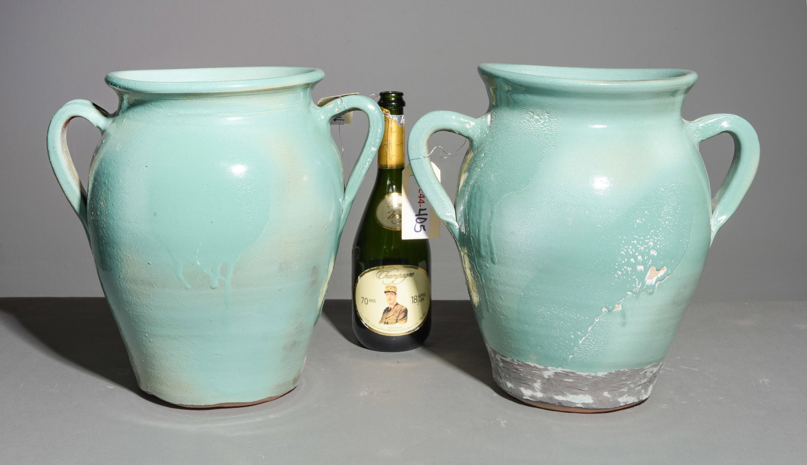 Two Turquoise-Green Glazed Amphora Urns #3 (1 of 5)