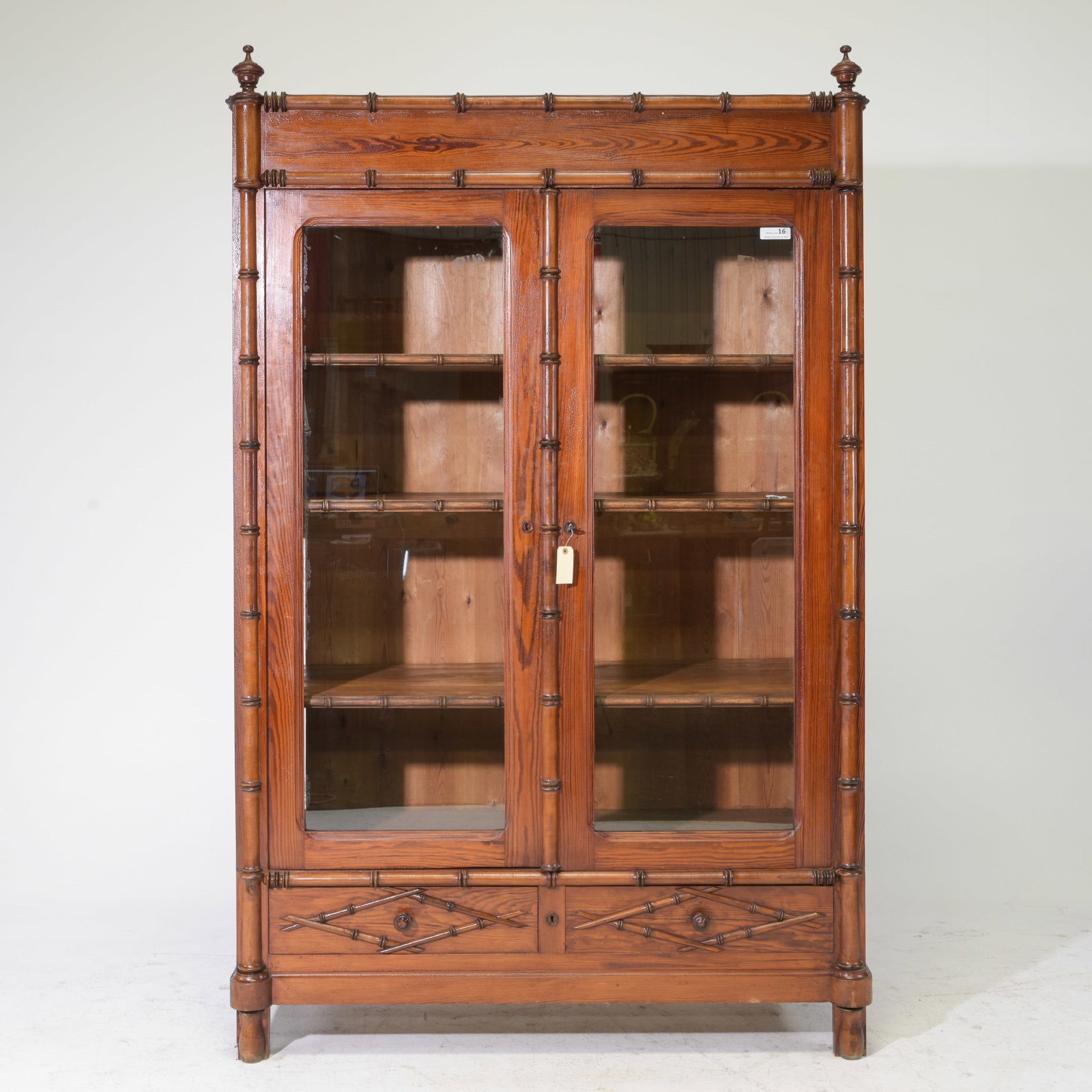 Faux Bamboo Large Double Door Bookcase (1 of 7)