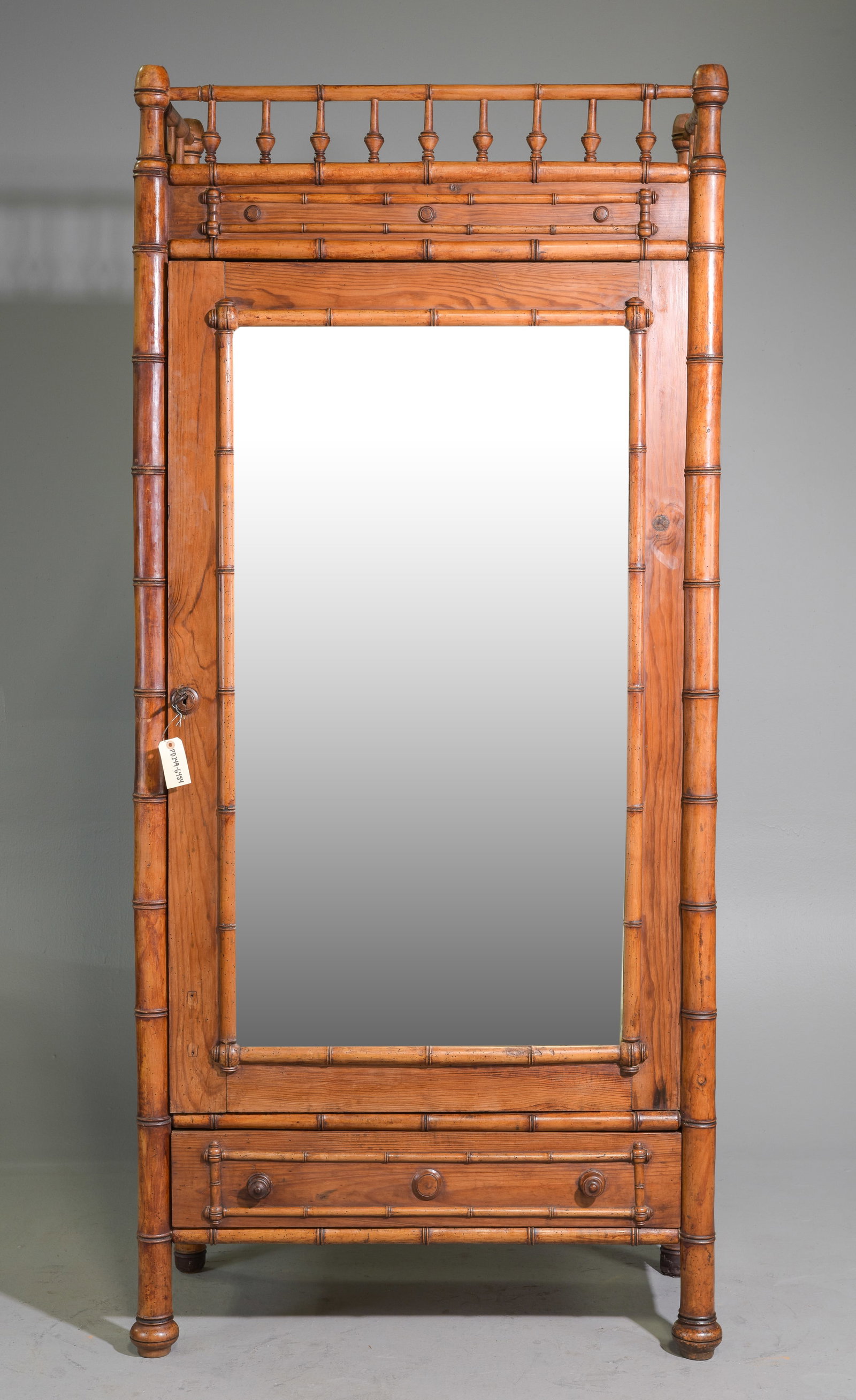 Faux Bamboo Mirror Door Armoire / Robe with Drawer (1 of 8)