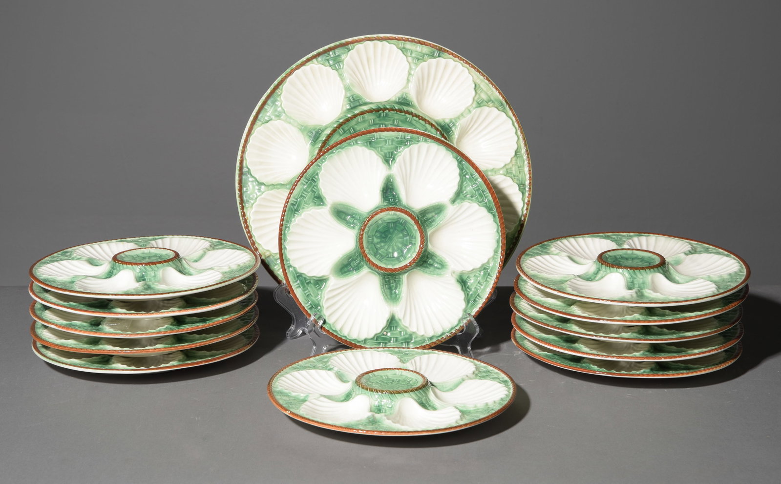 13pc French Green Scallop Plate Set (1 of 5)