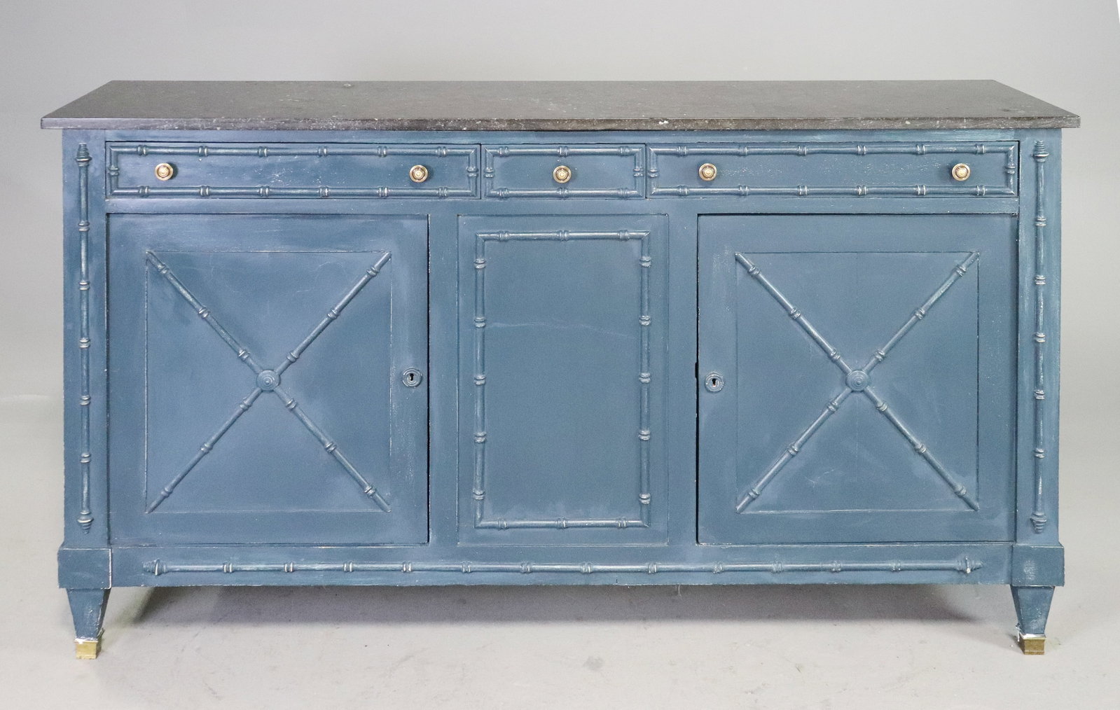 French Japonisme Faux Bamboo Painted Marble Top Sideboard (1 of 6)