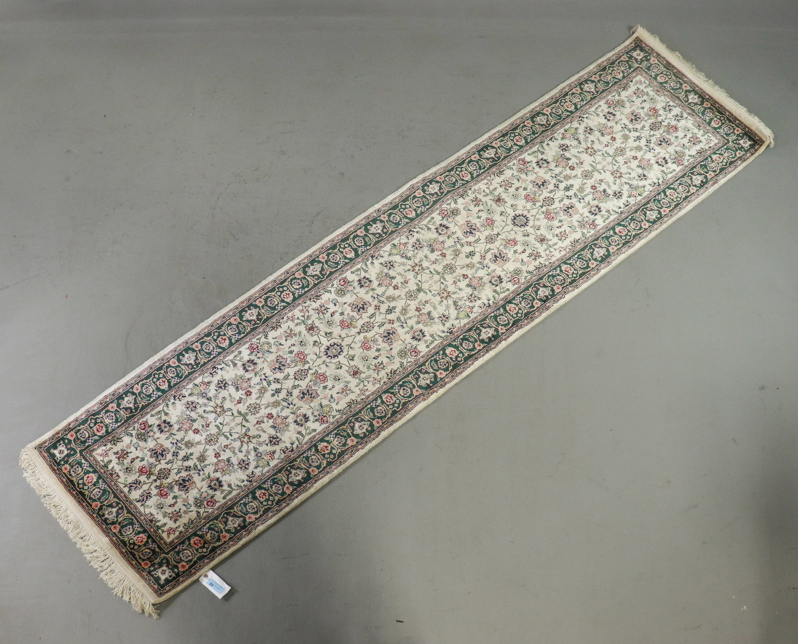 Tabriz Style Floral Ivory and Green Runner Rug - 3ft x 10ft (1 of 6)